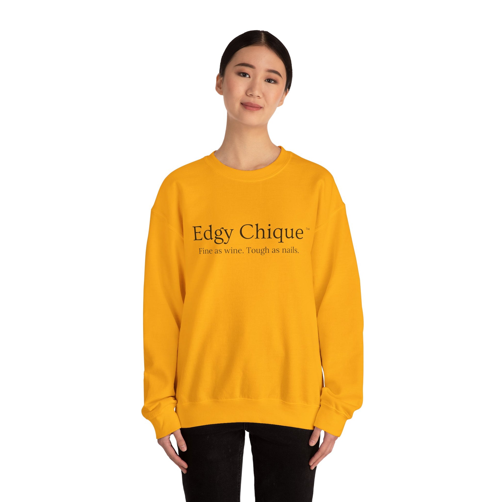 Edgy Chique Sleek Crewneck Sweatshirt - Fine as Wine, Tough as Nails