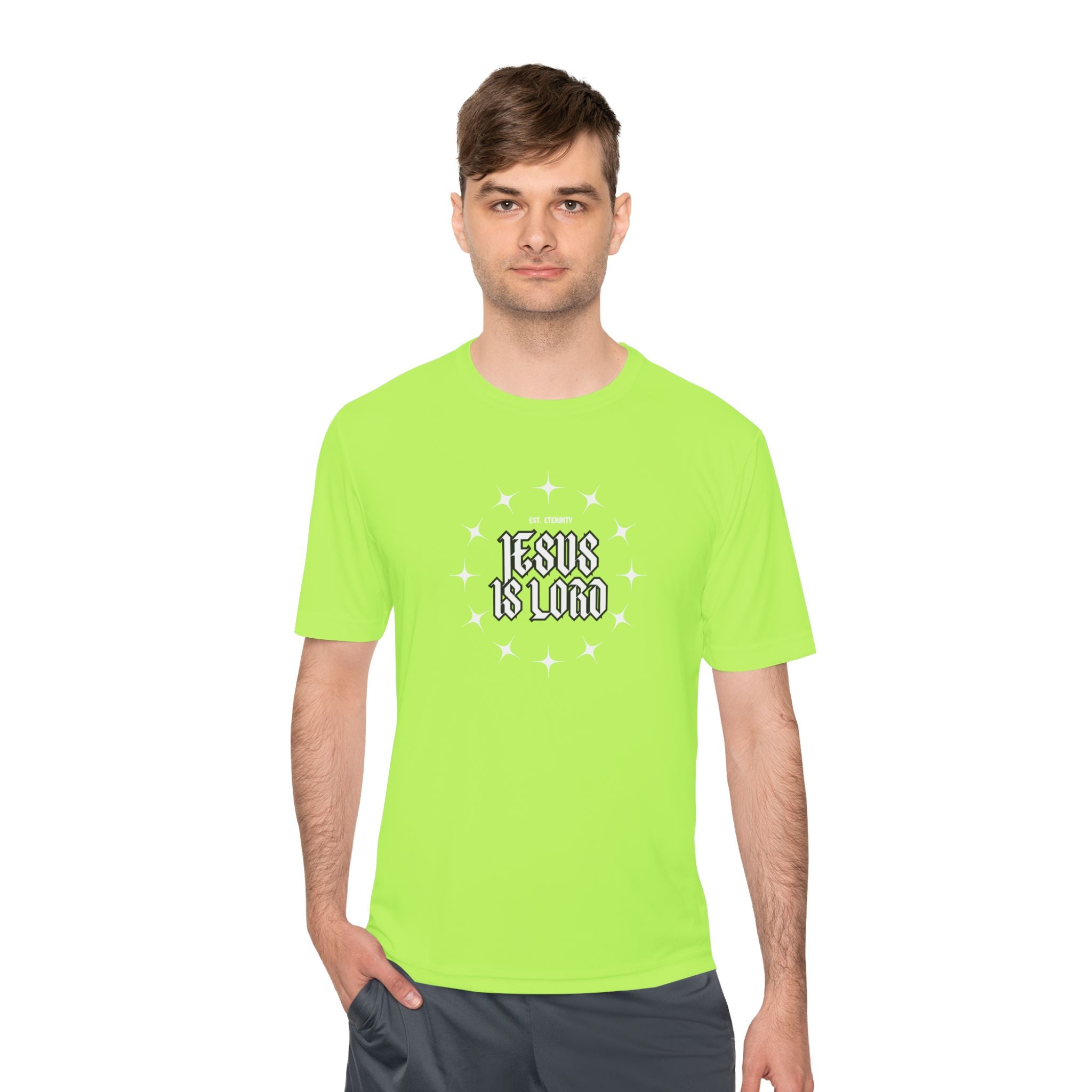 Collection of Unisex Moisture Wicking Tee - 'Jesus is Lord' Inspirational Activewear in a gallery layout