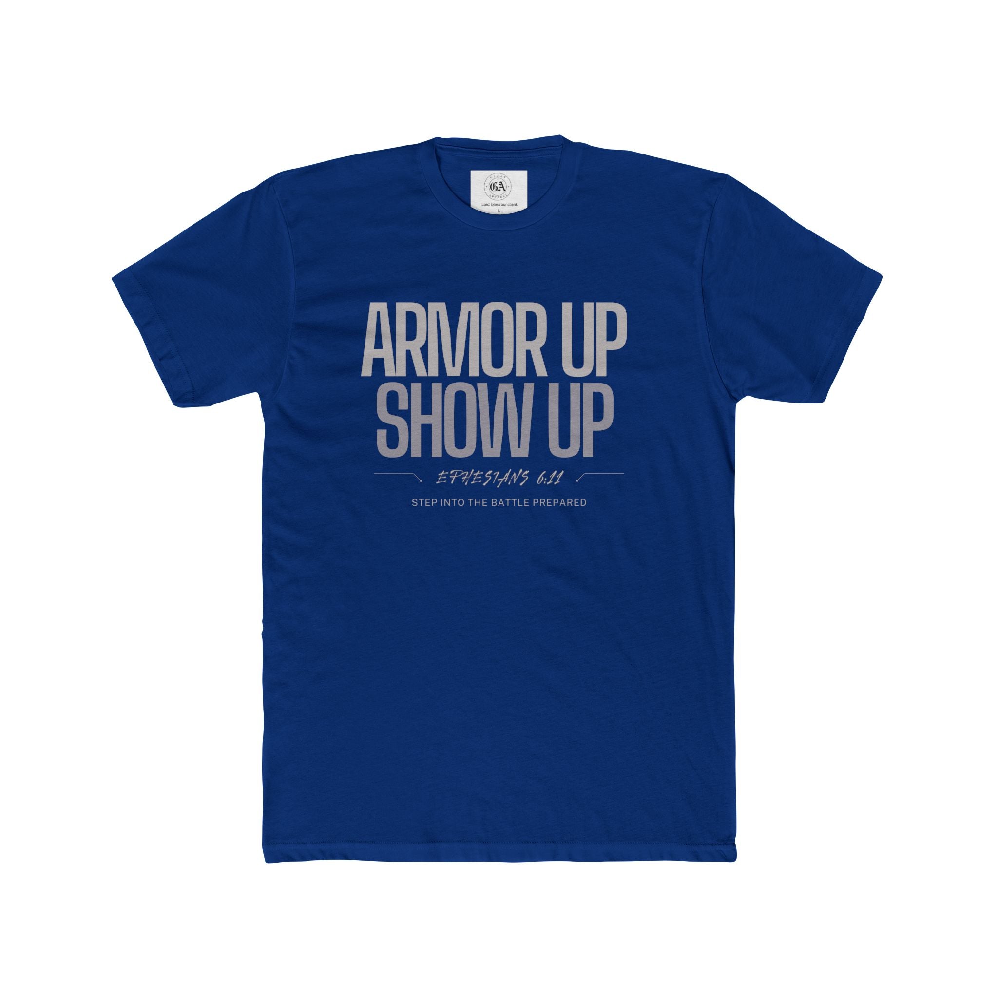 Collection of Motivational Unisex Tee - "Armor Up Show Up" - Inspirational Shirt, Everyday Wear, Gifts for Fitness Enthusiasts, Self-Care, Casual Outfit in a gallery layout