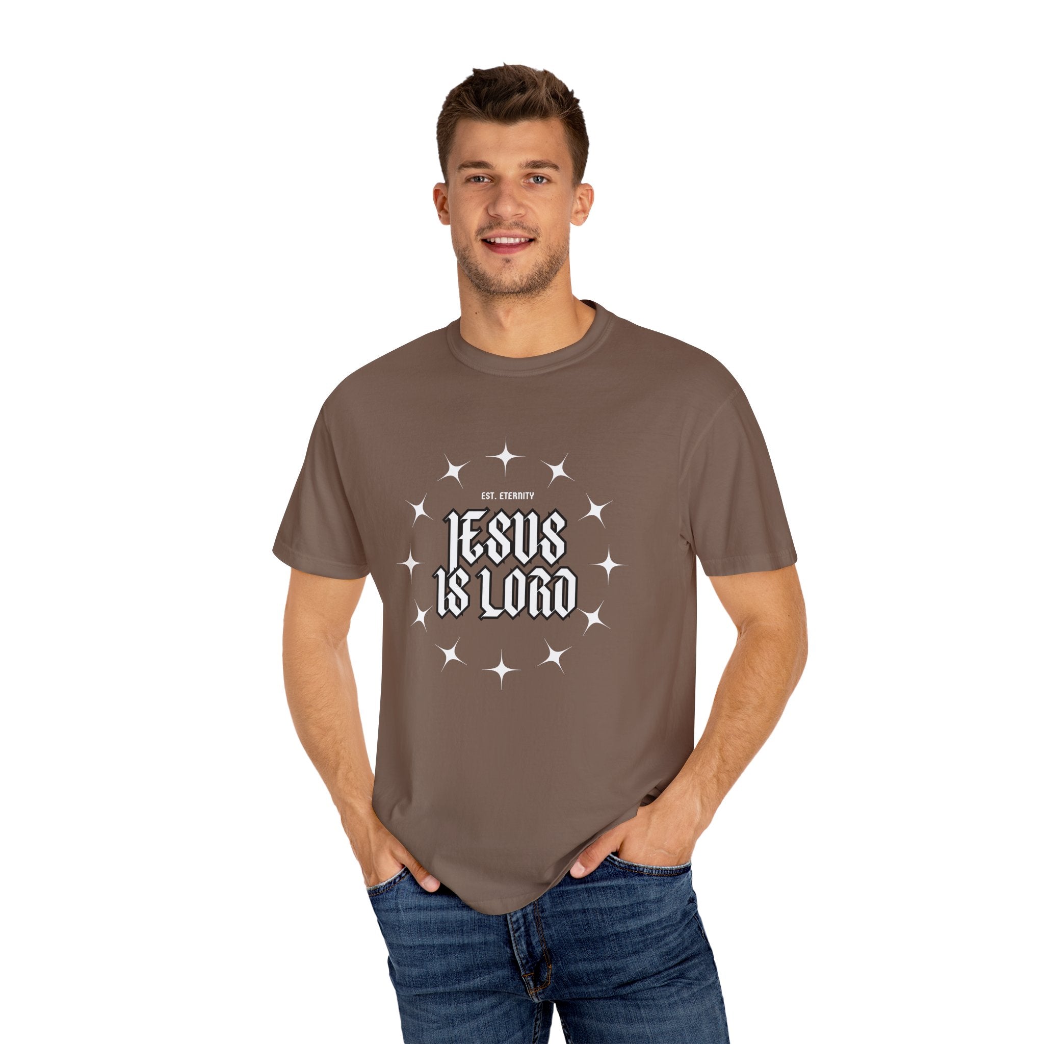 Collection of Jesus Is Lord Unisex Garment-Dyed T-Shirt - Faith-Inspired Apparel in a gallery layout