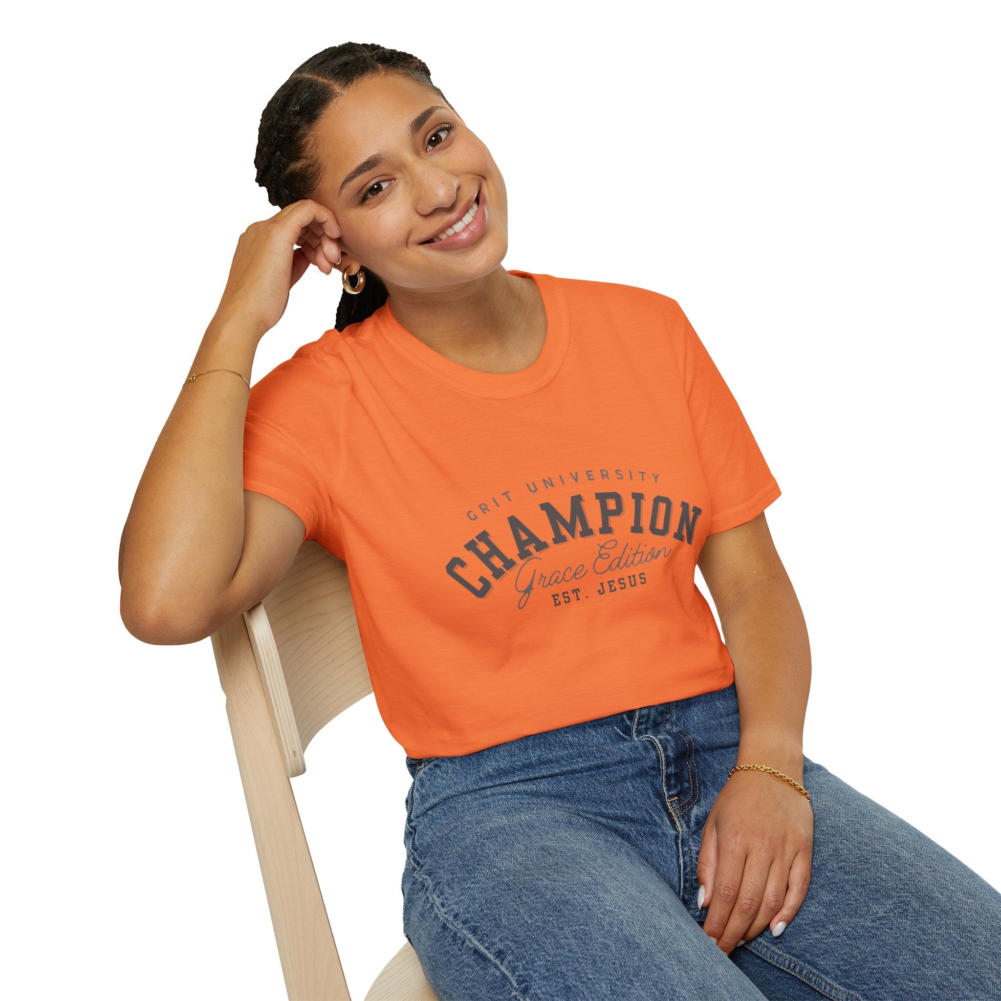 Collection of Christian Champion T-Shirt, Inspirational Tee, Faith Apparel, Gift for Believers, Grace Edition, Everyday Wear in a gallery layout
