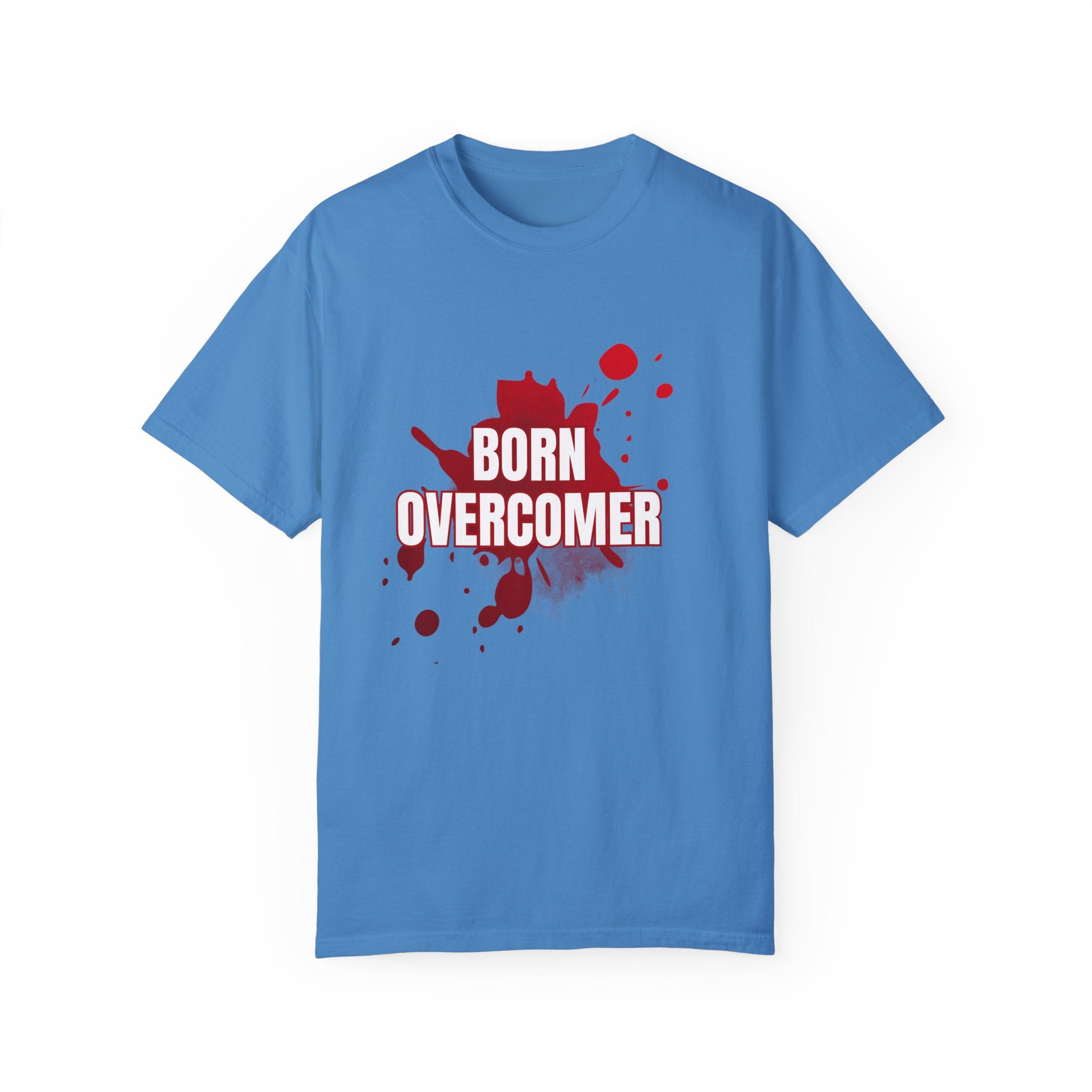 Collection of Born Overcomer Unisex Garment-Dyed T-shirt - Inspirational Tee for Motivated Individuals in a gallery layout