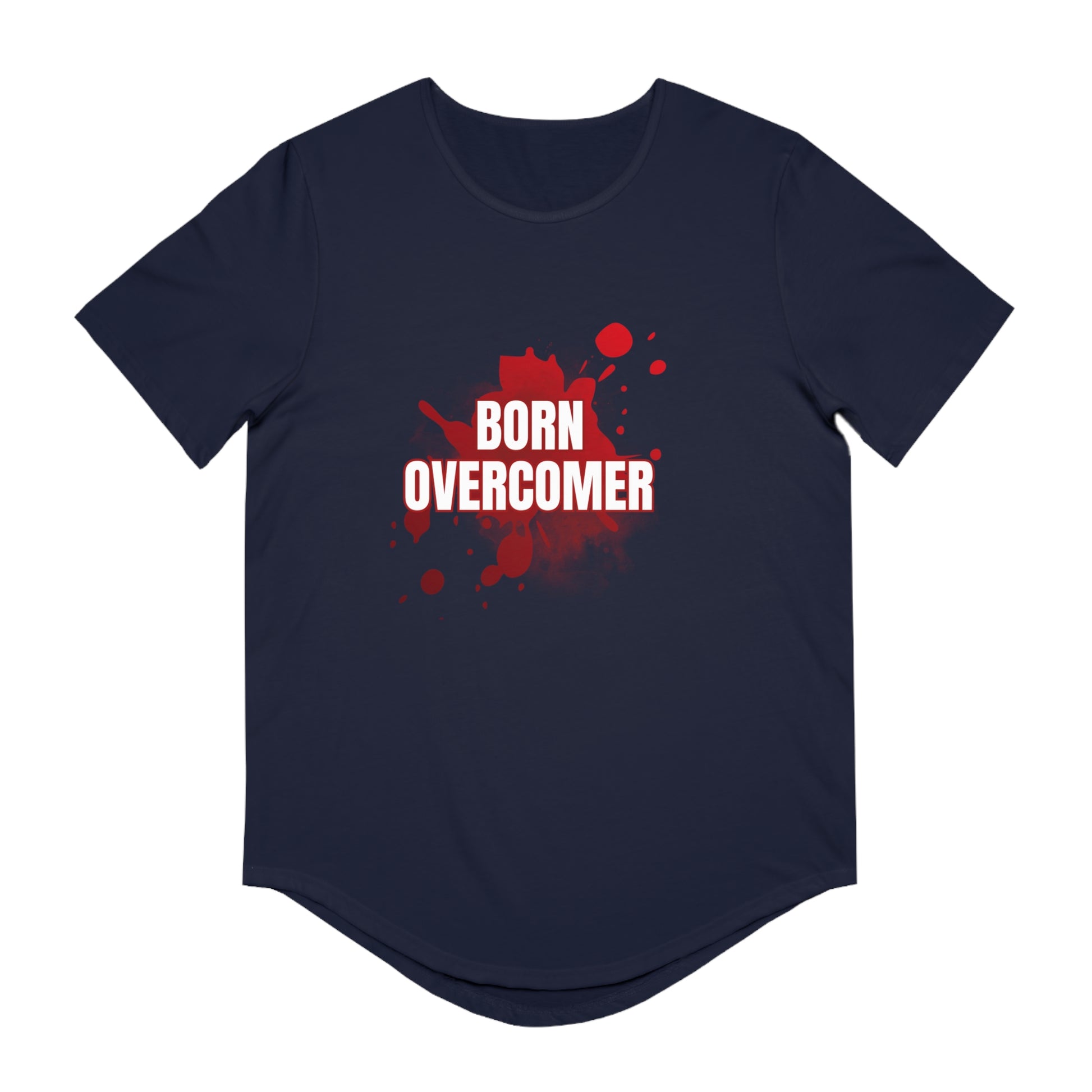 Born Overcomer Men's Jersey Curved Hem Tee - Inspirational Graphic Tee