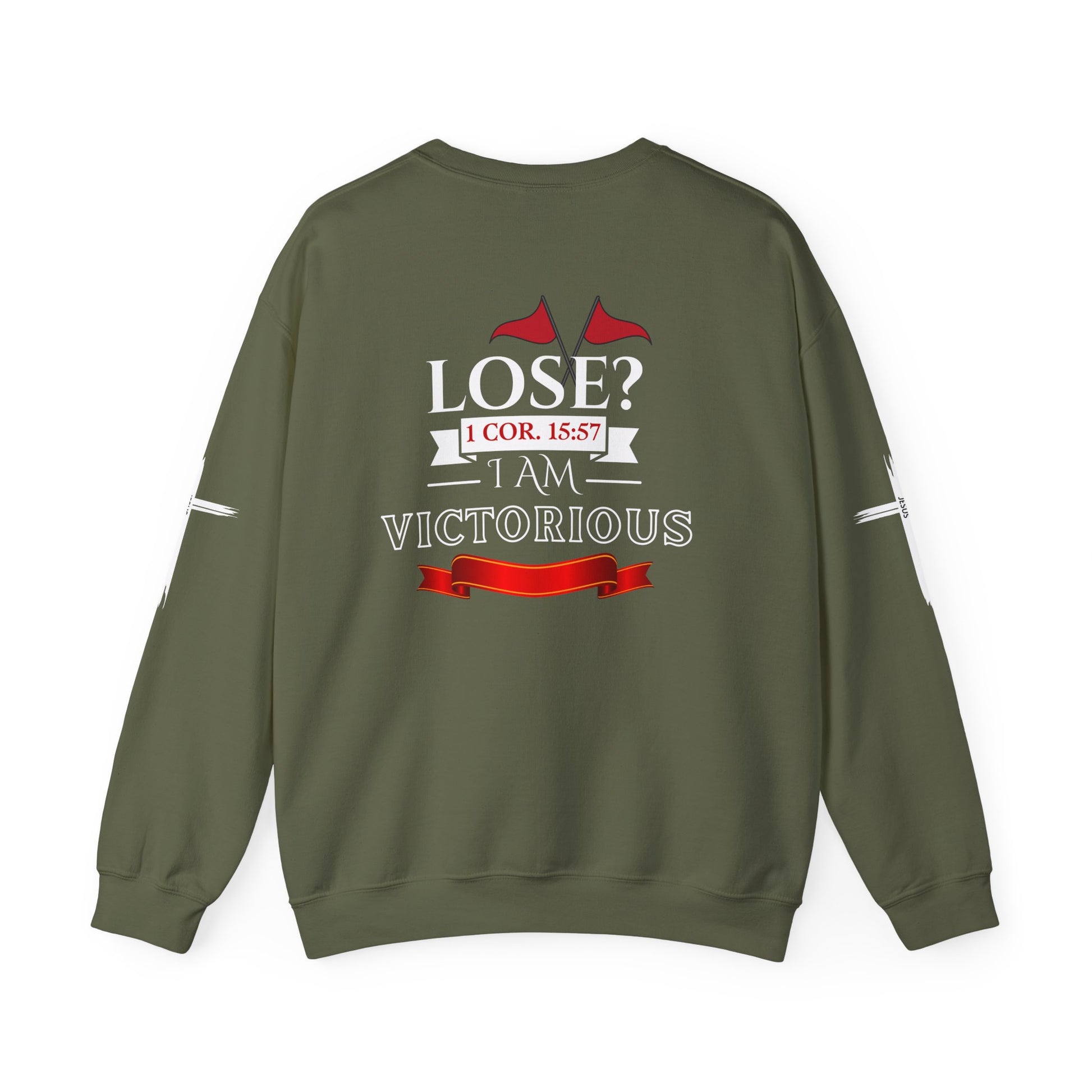 Inspirational Crewneck Sweatshirt - I AM VICTORIOUS 1 COR. 15:57 | Faith & Victory Apparel