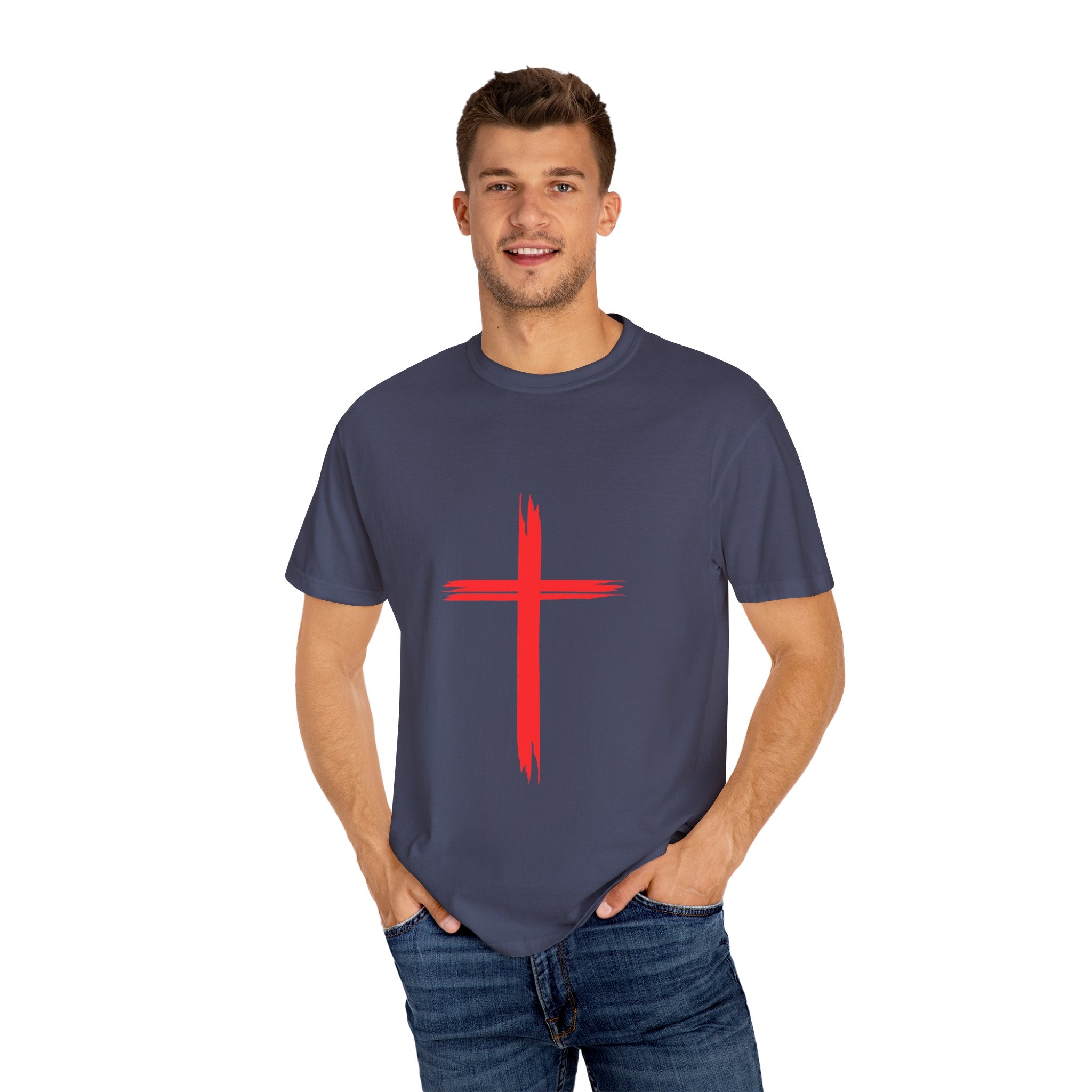 Collection of Faith & Love Graphic T-Shirt - Unisex Garment-Dyed with Cross and 316 Heart Design in a gallery layout