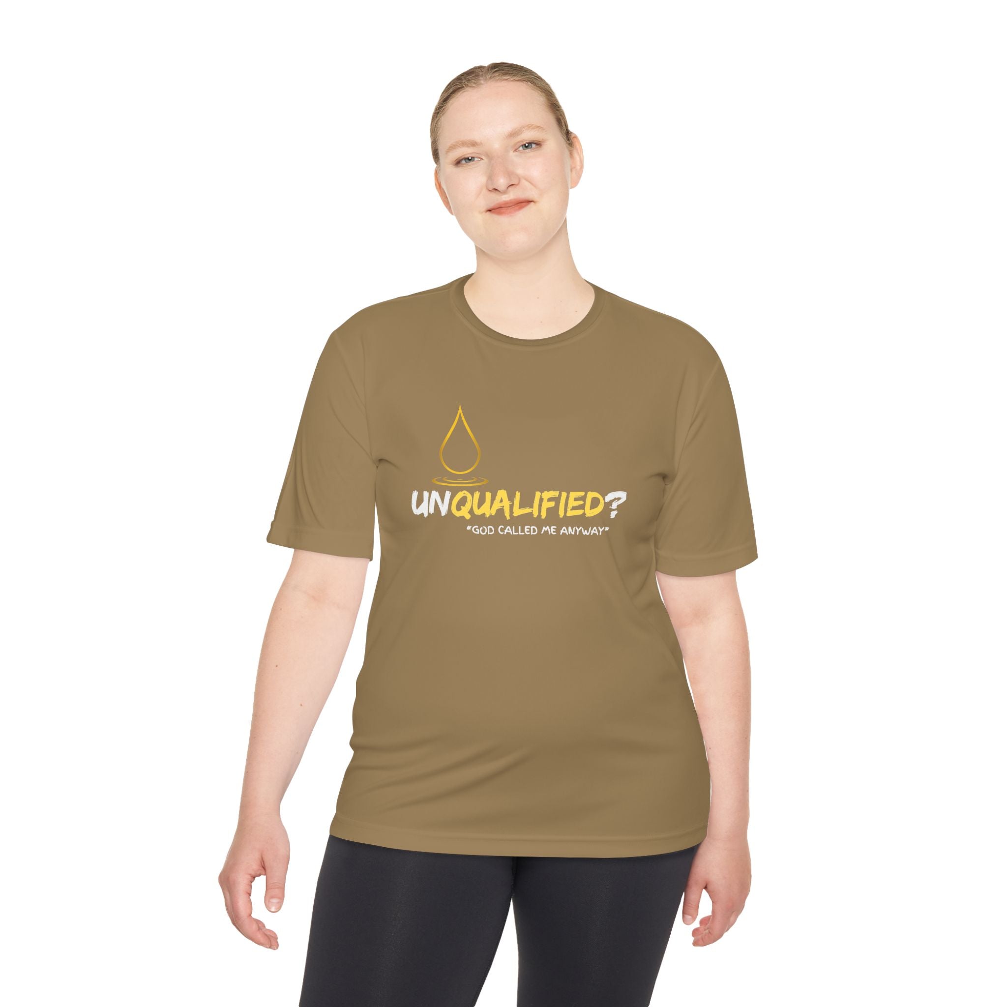 Collection of Unisex Moisture Wicking Tee - 'UNQUALIFIED?' Performance Shirt for Athletes in a gallery layout
