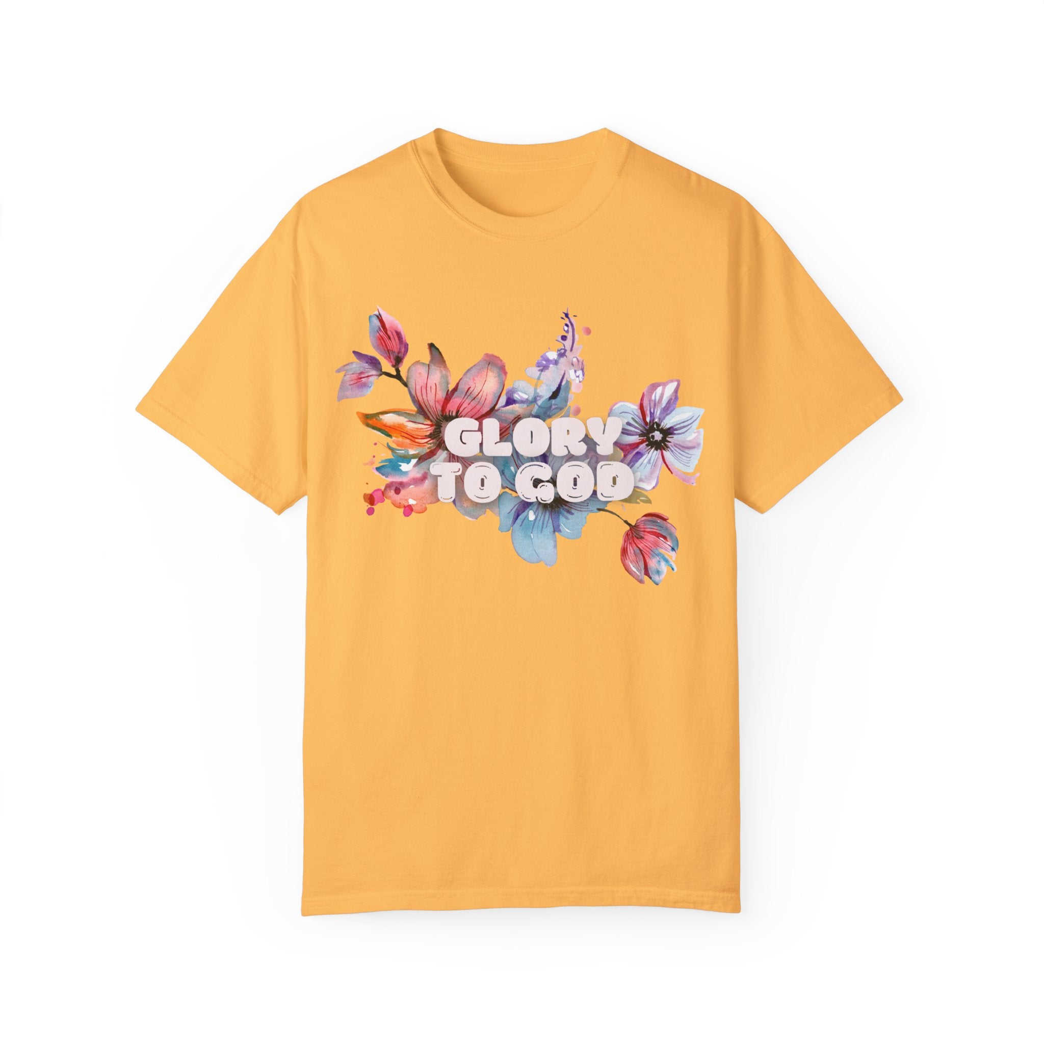 Collection of Glory to God Floral T-Shirt - Unisex Garment-Dyed Tee in a gallery layout