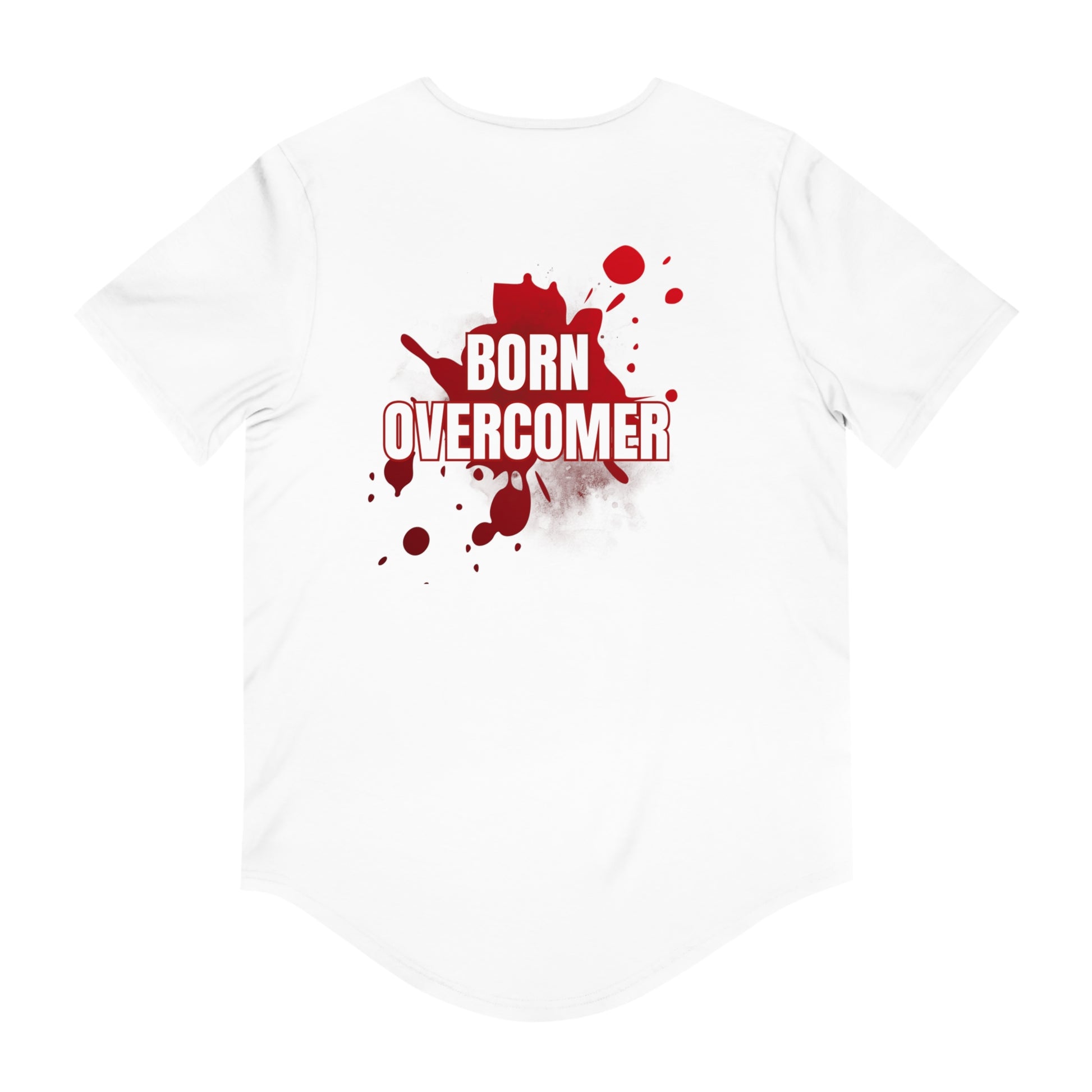 Born Overcomer Men's Jersey Curved Hem Tee - Inspirational Graphic Tee