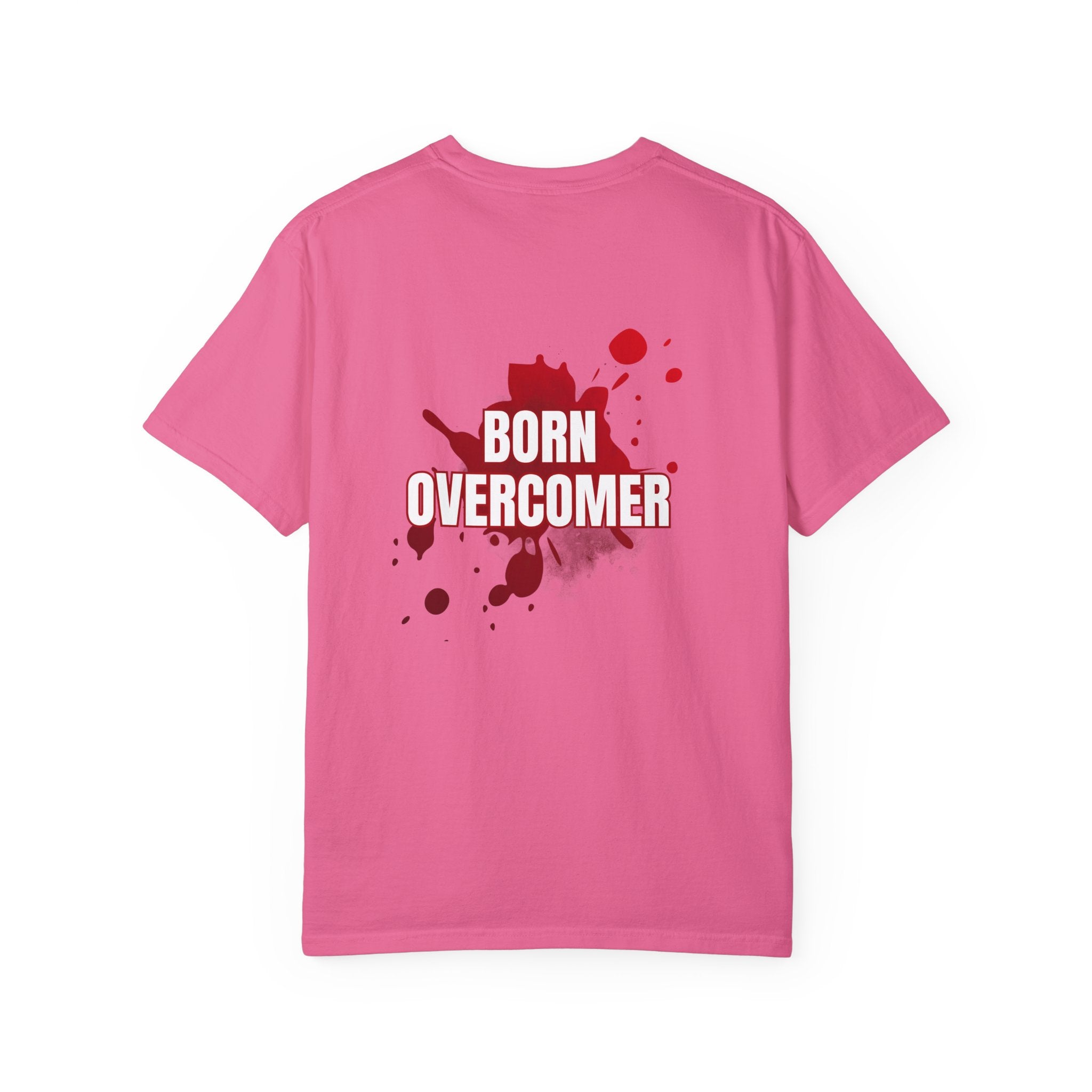 Collection of Born Overcomer Unisex Garment-Dyed T-shirt - Inspirational Tee for Motivated Individuals in a gallery layout
