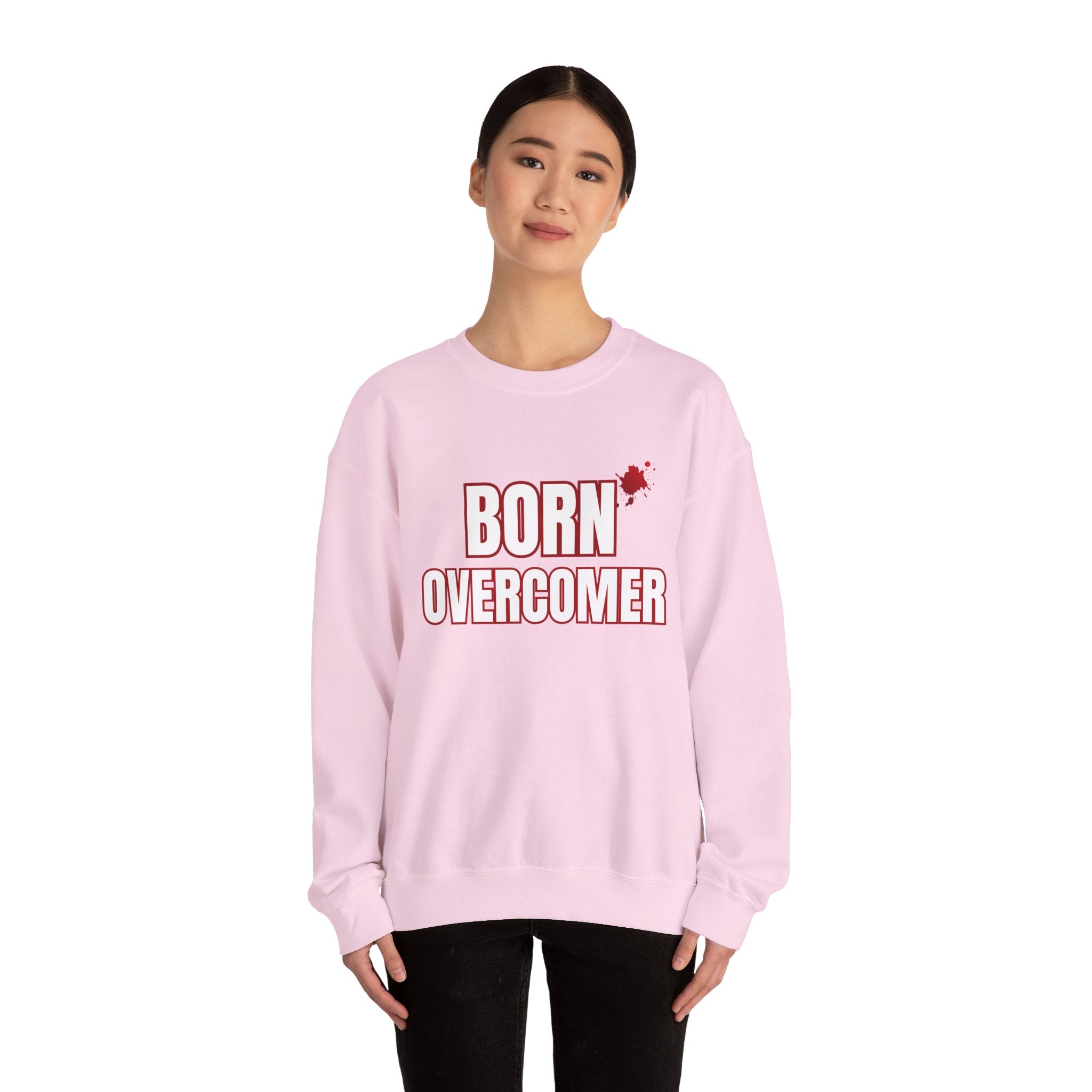 Collection of Born Overcomer Unisex Heavy Crewneck Sweatshirt - Motivational Casual Wear in a gallery layout