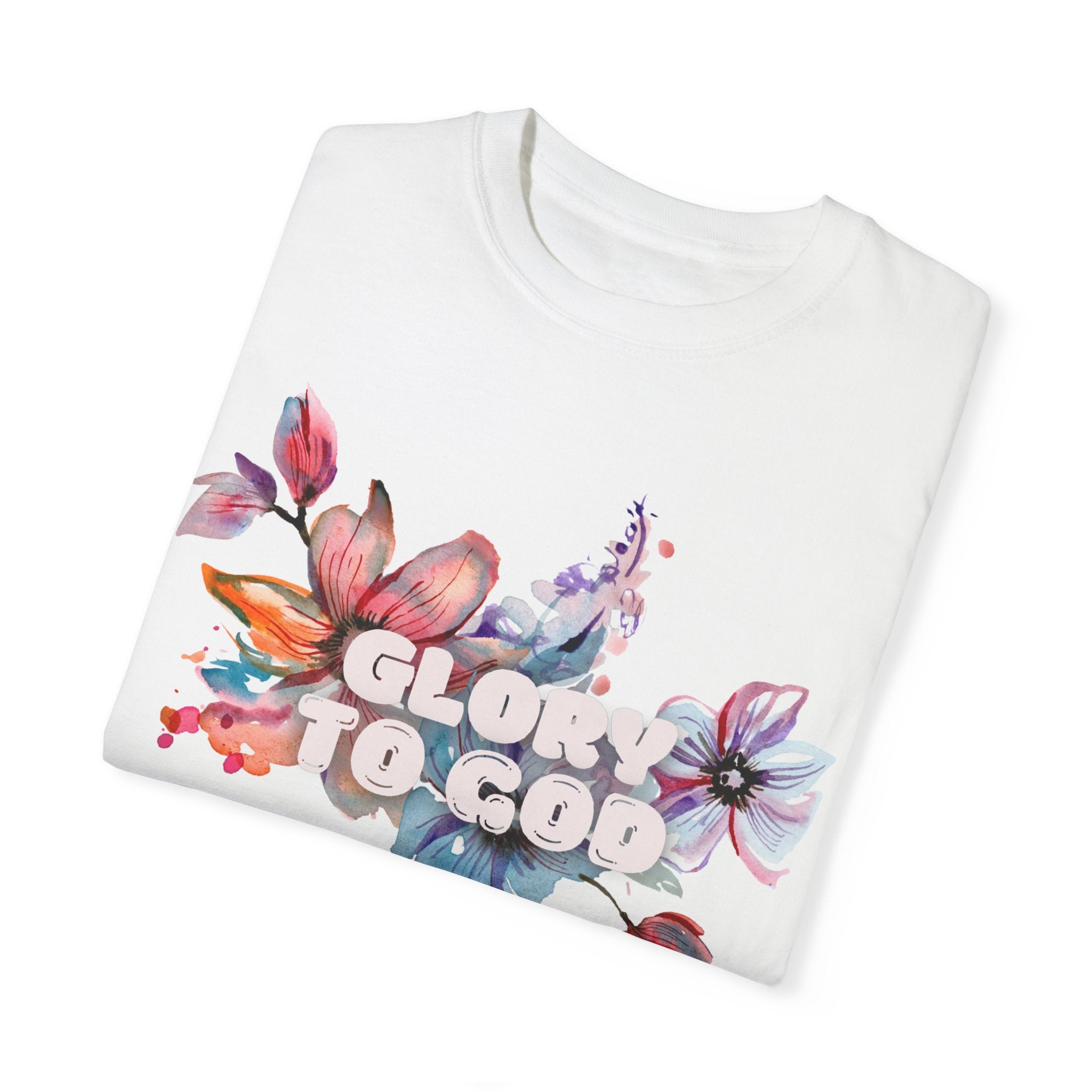 Collection of Glory to God Floral T-Shirt - Unisex Garment-Dyed Tee in a gallery layout