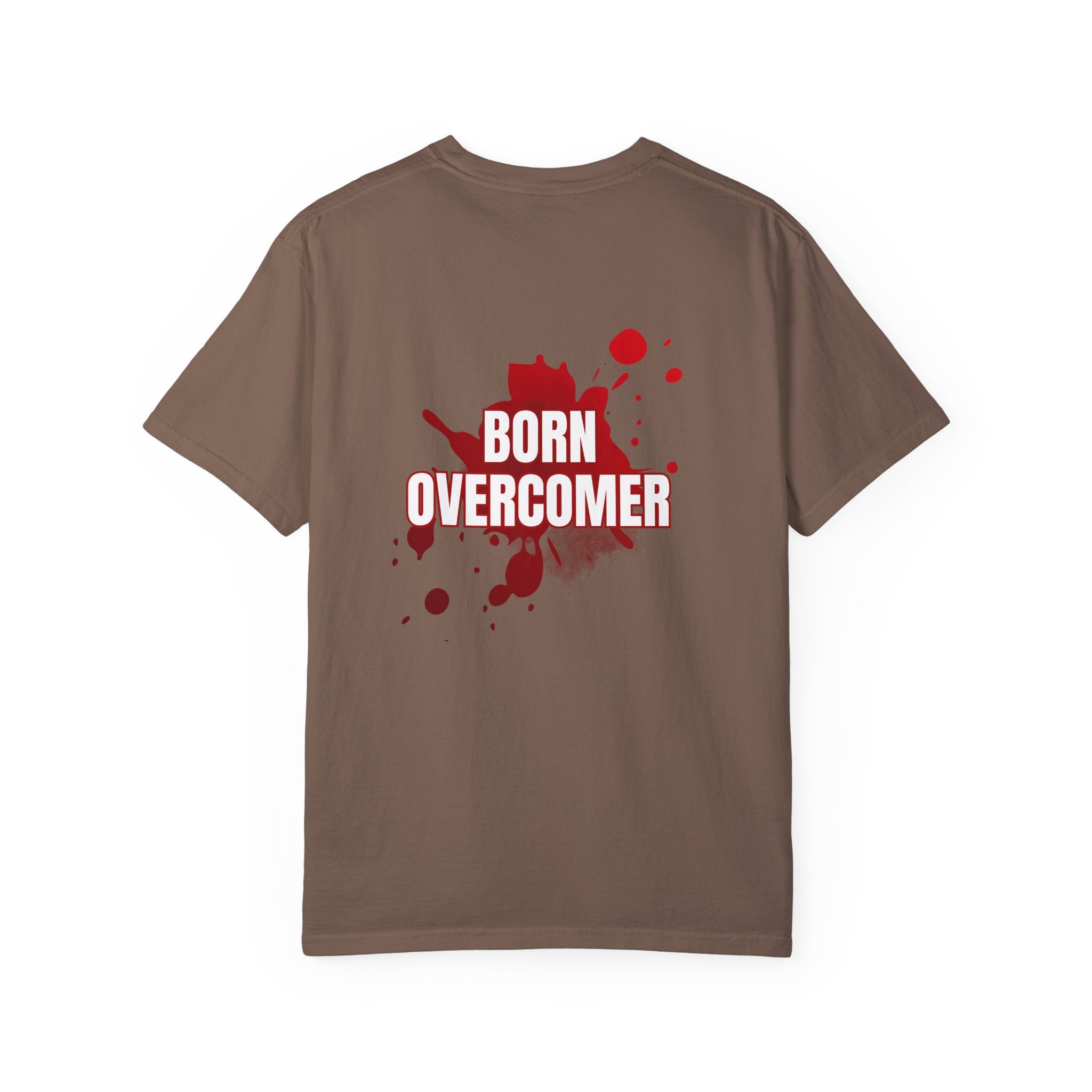Collection of Born Overcomer Unisex Garment-Dyed T-shirt - Inspirational Tee for Motivated Individuals in a gallery layout