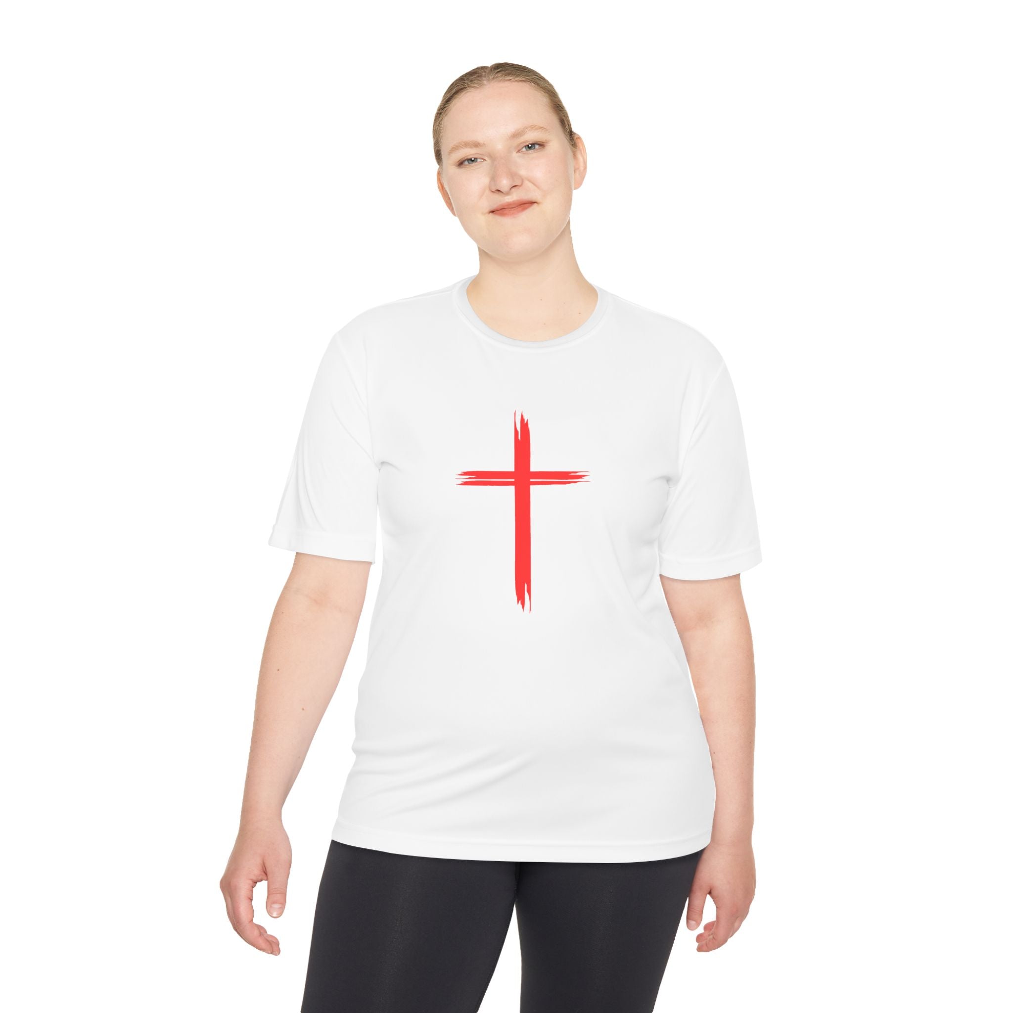 Collection of Unisex Moisture Wicking Tee - Cross and Heart 316 Design in a gallery layout