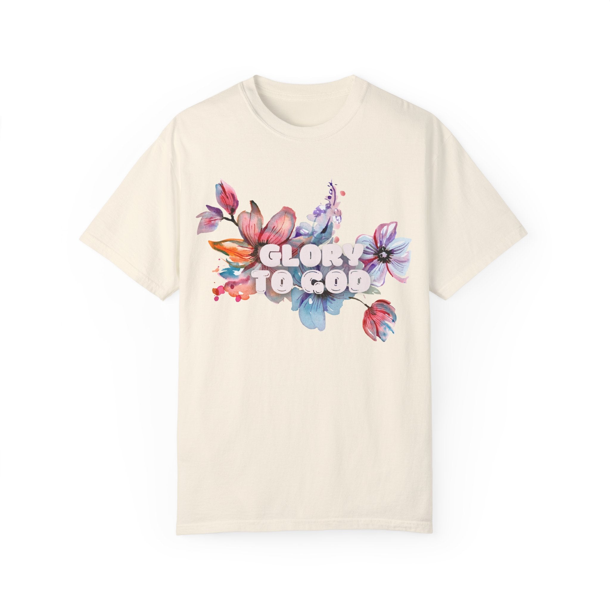 Collection of Glory to God Floral T-Shirt - Unisex Garment-Dyed Tee in a gallery layout