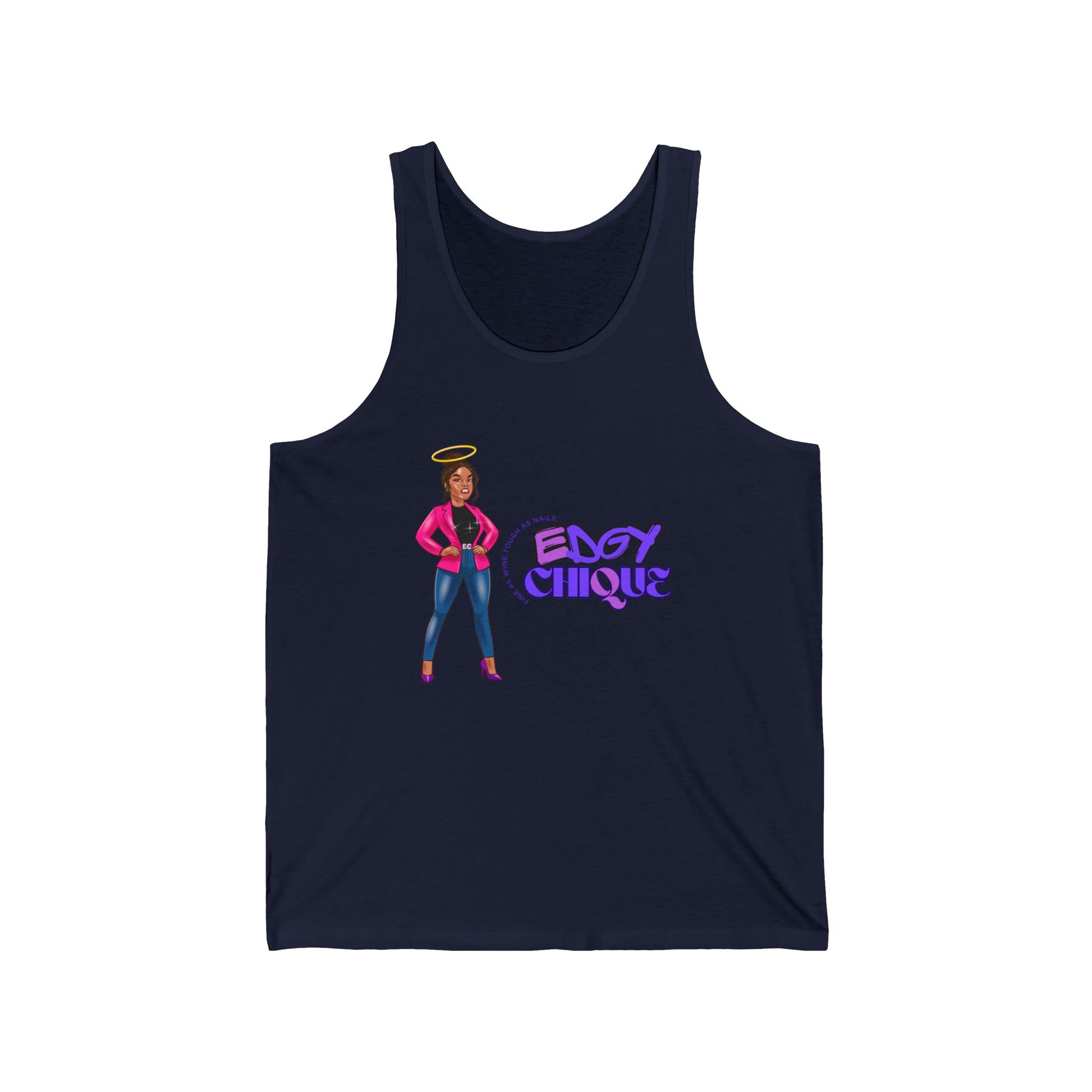 Edgy Chique Unisex Jersey Tank - Fun & Stylish Graphic Tank Top for Everyday Wear