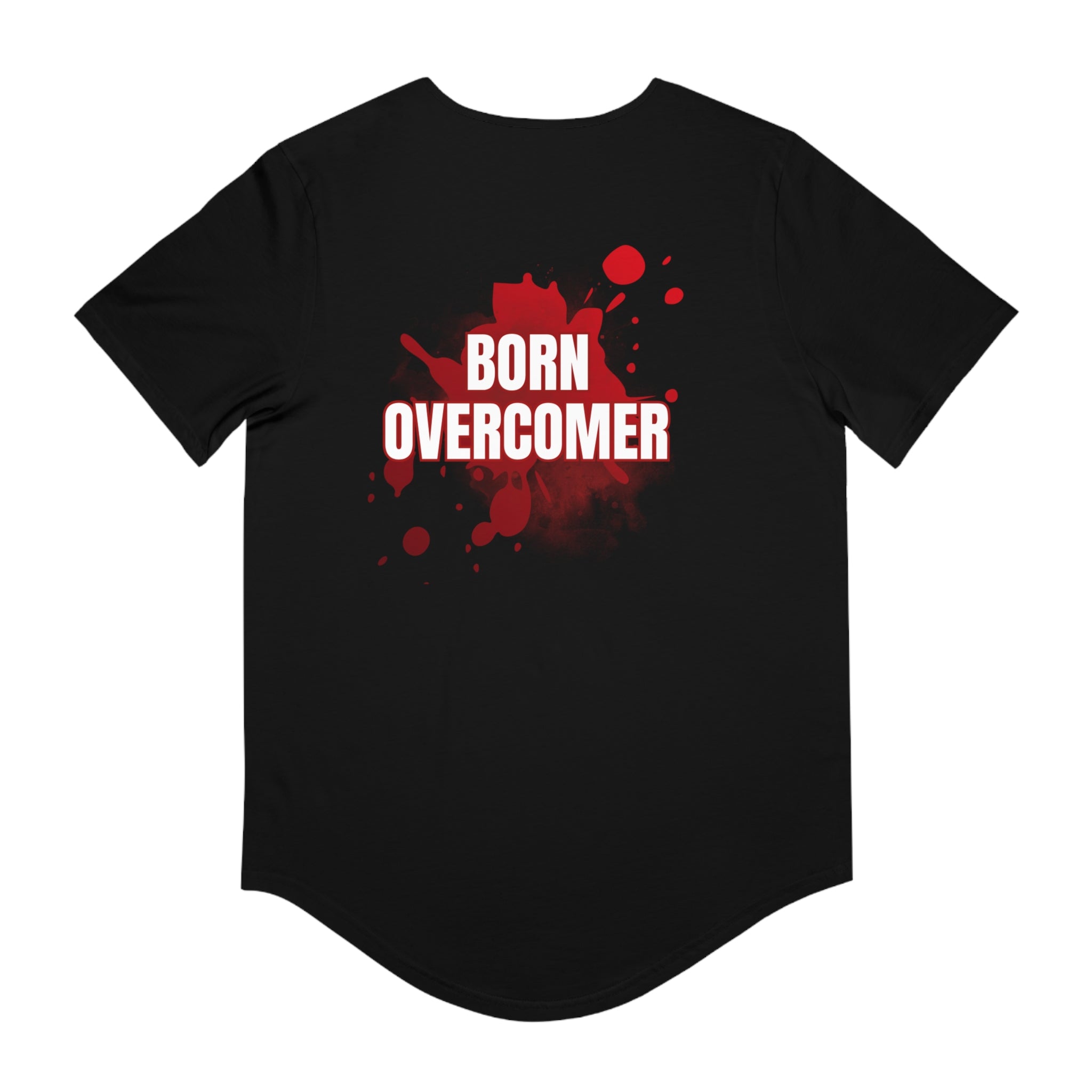 Collection of Born Overcomer Men's Jersey Curved Hem Tee - Inspirational Graphic Tee in a gallery layout