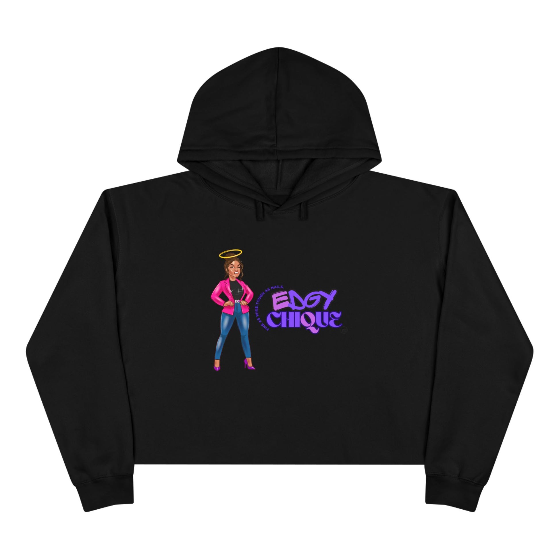 Sudadera con capucha corta y elegante de estilo atrevido