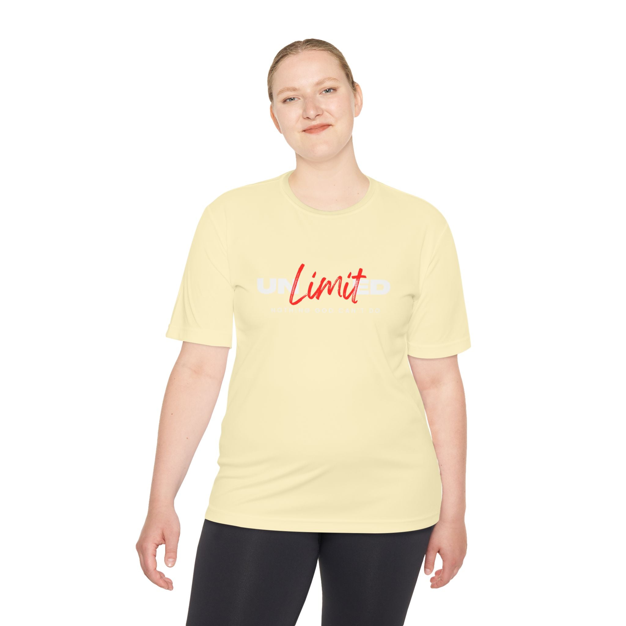 Collection of Unisex Moisture Wicking Tee - 'Unlimited' Inspirational Sportswear in a gallery layout