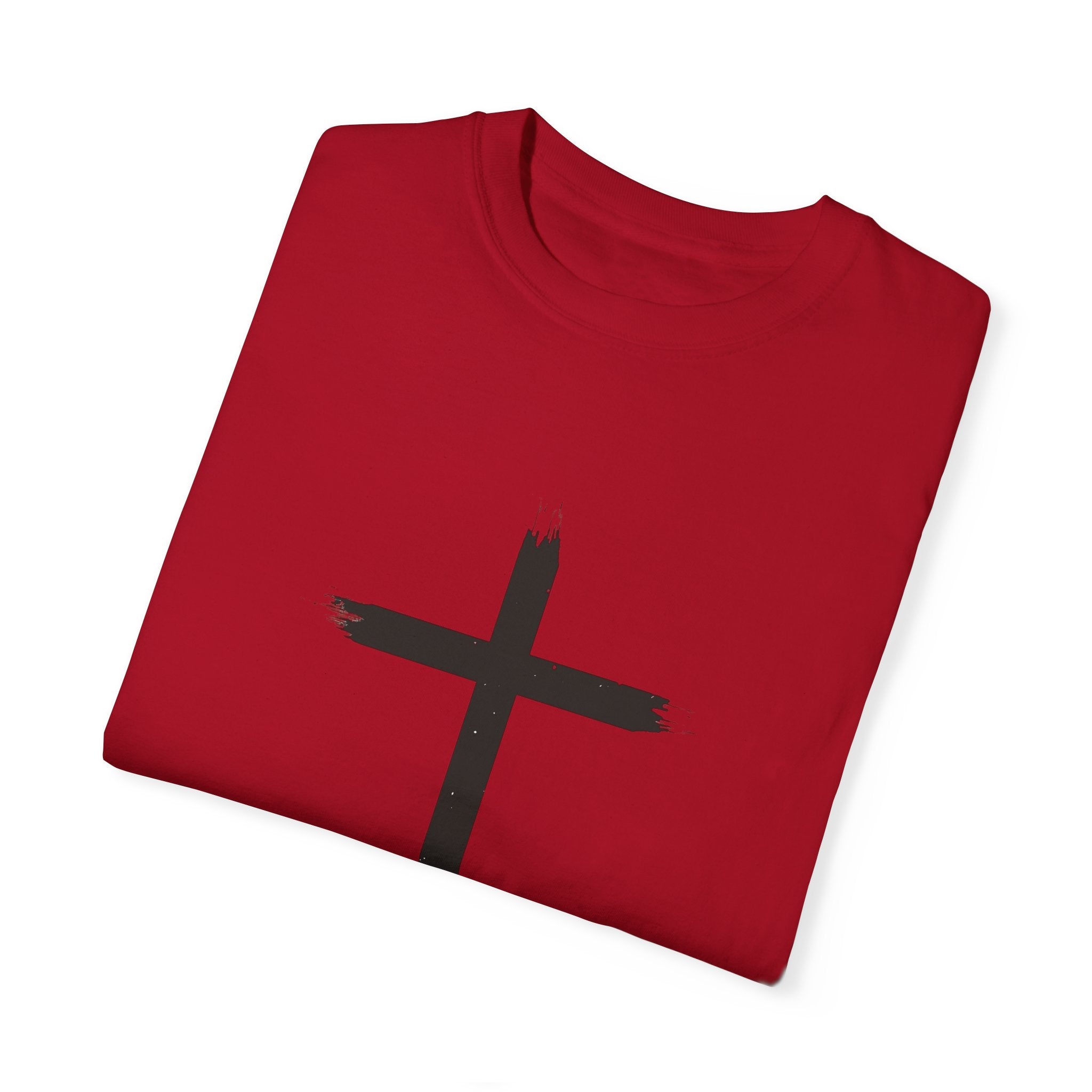 Collection of Unisex Garment-Dyed T-Shirt with Cross Design - Faith-Inspired Apparel in a gallery layout