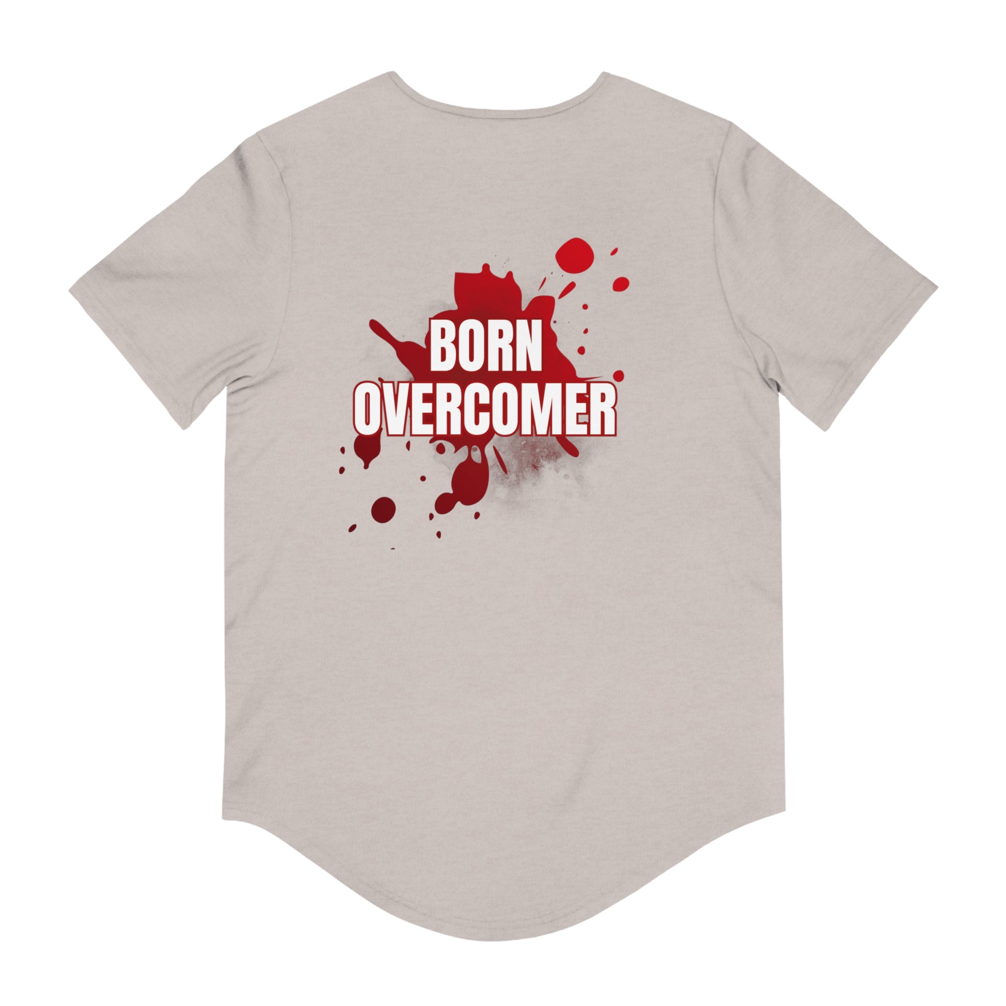 Collection of Born Overcomer Men's Jersey Curved Hem Tee - Inspirational Graphic Tee in a gallery layout