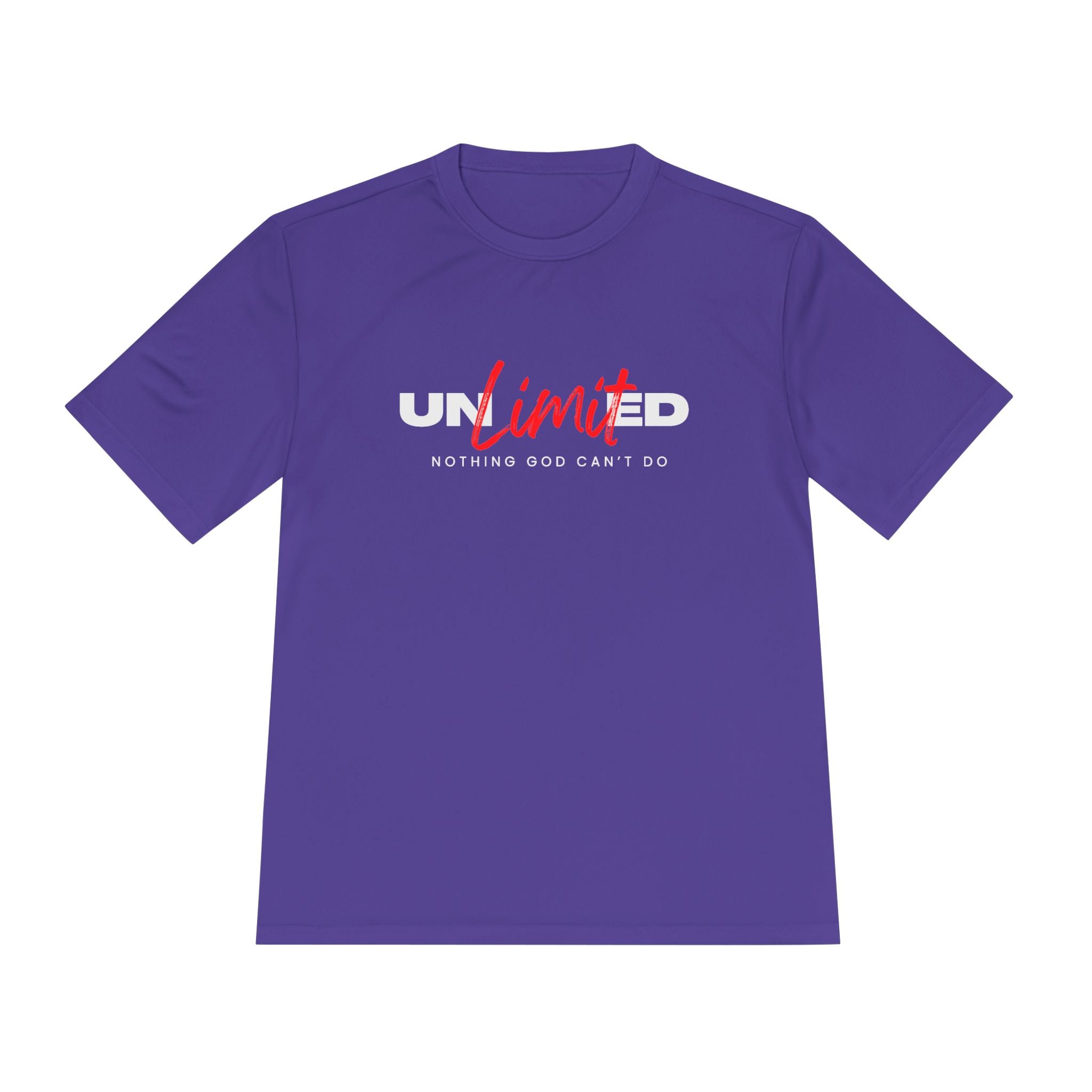 Collection of Unisex Moisture Wicking Tee - 'Unlimited' Inspirational Sportswear in a gallery layout