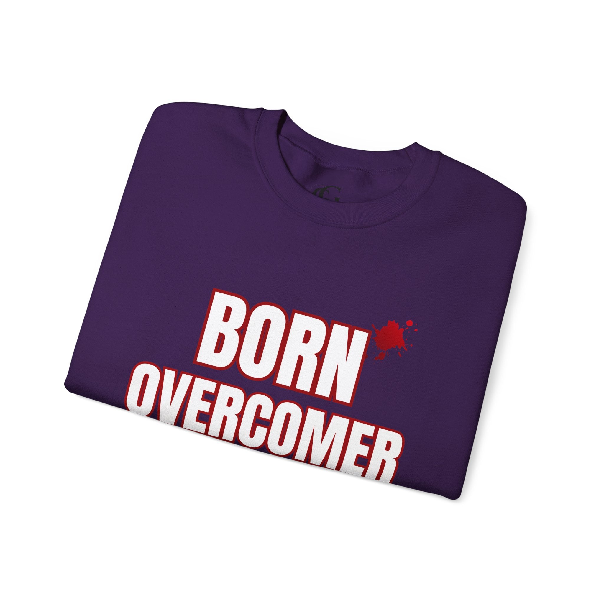 Collection of Born Overcomer Unisex Heavy Crewneck Sweatshirt - Motivational Casual Wear in a gallery layout