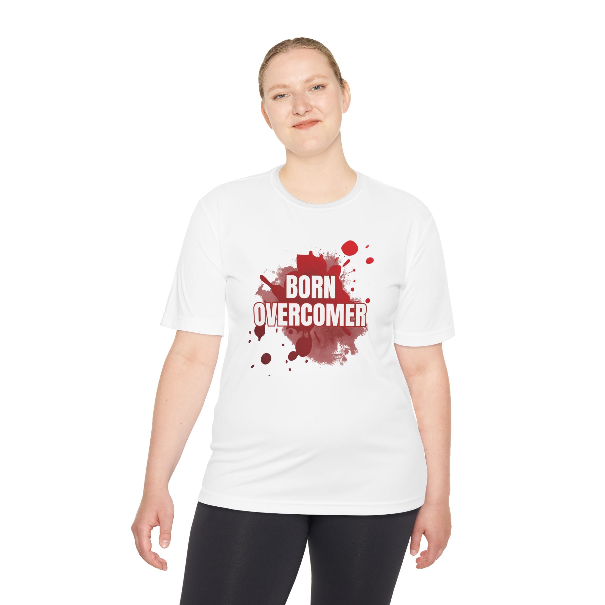 Collection of Born Overcomer Unisex Moisture Wicking Tee - Motivational Fitness Shirt in a gallery layout