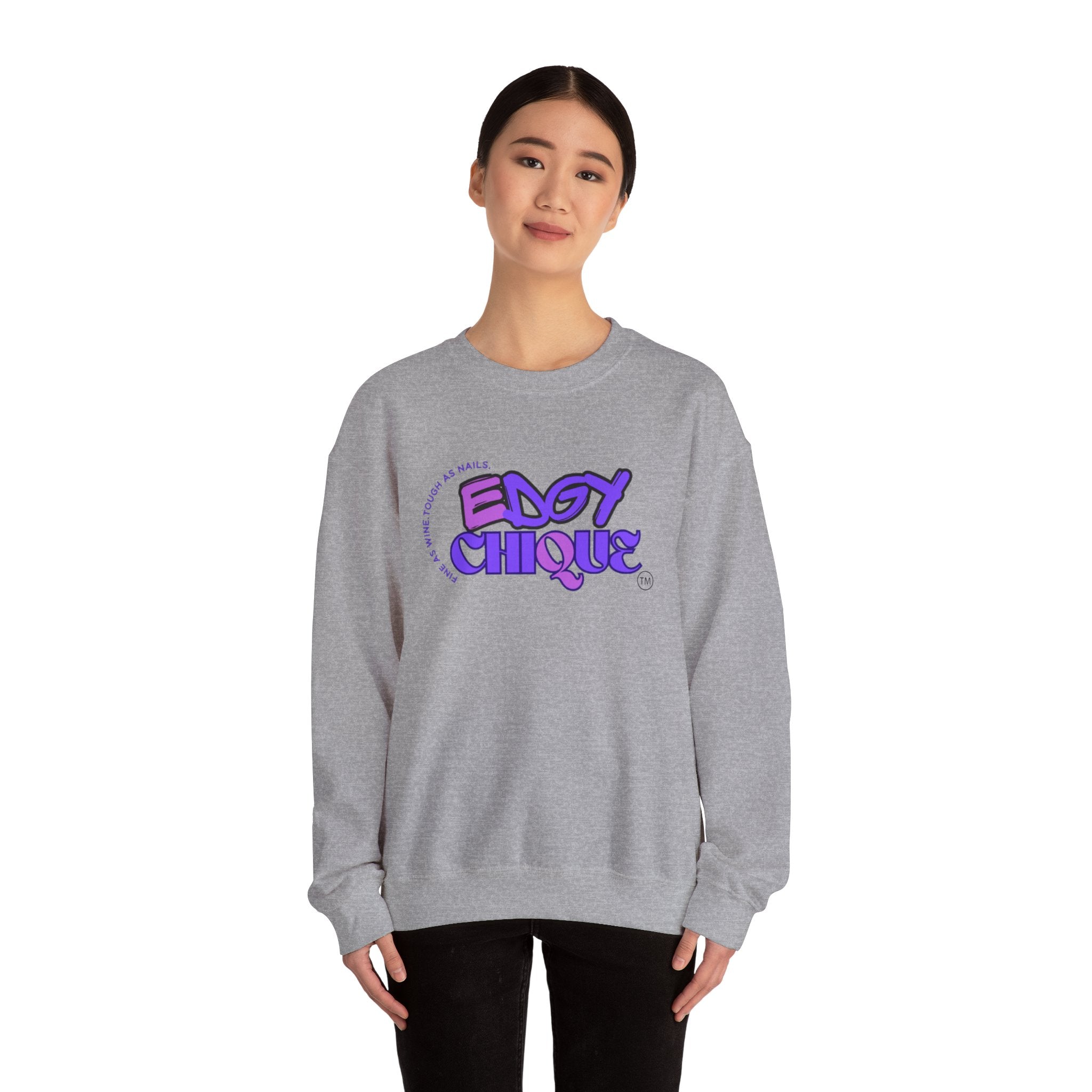 Collection of Edgy Chique Crewneck Sweatshirt - Trendy Design for Confident Women in a gallery layout