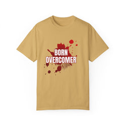 Collection of Born Overcomer Unisex Garment-Dyed T-shirt - Inspirational Tee for Motivated Individuals in a gallery layout
