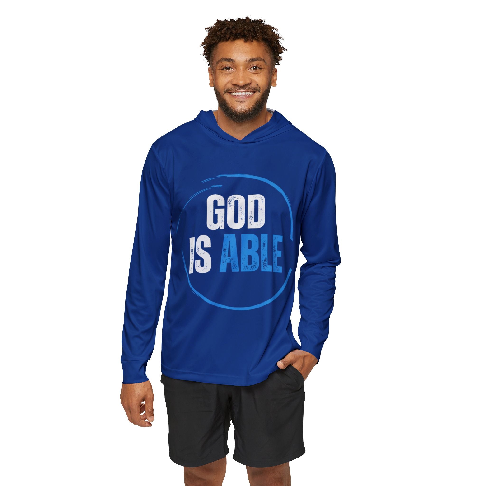 Collection of Men's Sports Warmup Hoodie - 'God is Able' Inspirational Athletic Wear in a gallery layout