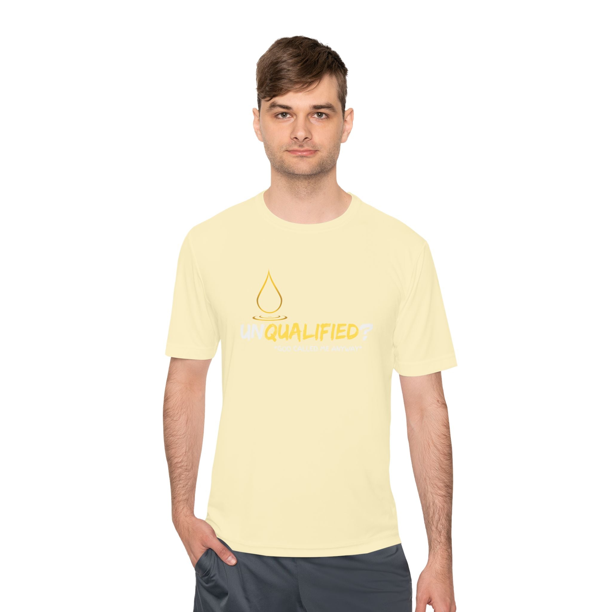 Collection of Unisex Moisture Wicking Tee - 'UNQUALIFIED?' Performance Shirt for Athletes in a gallery layout