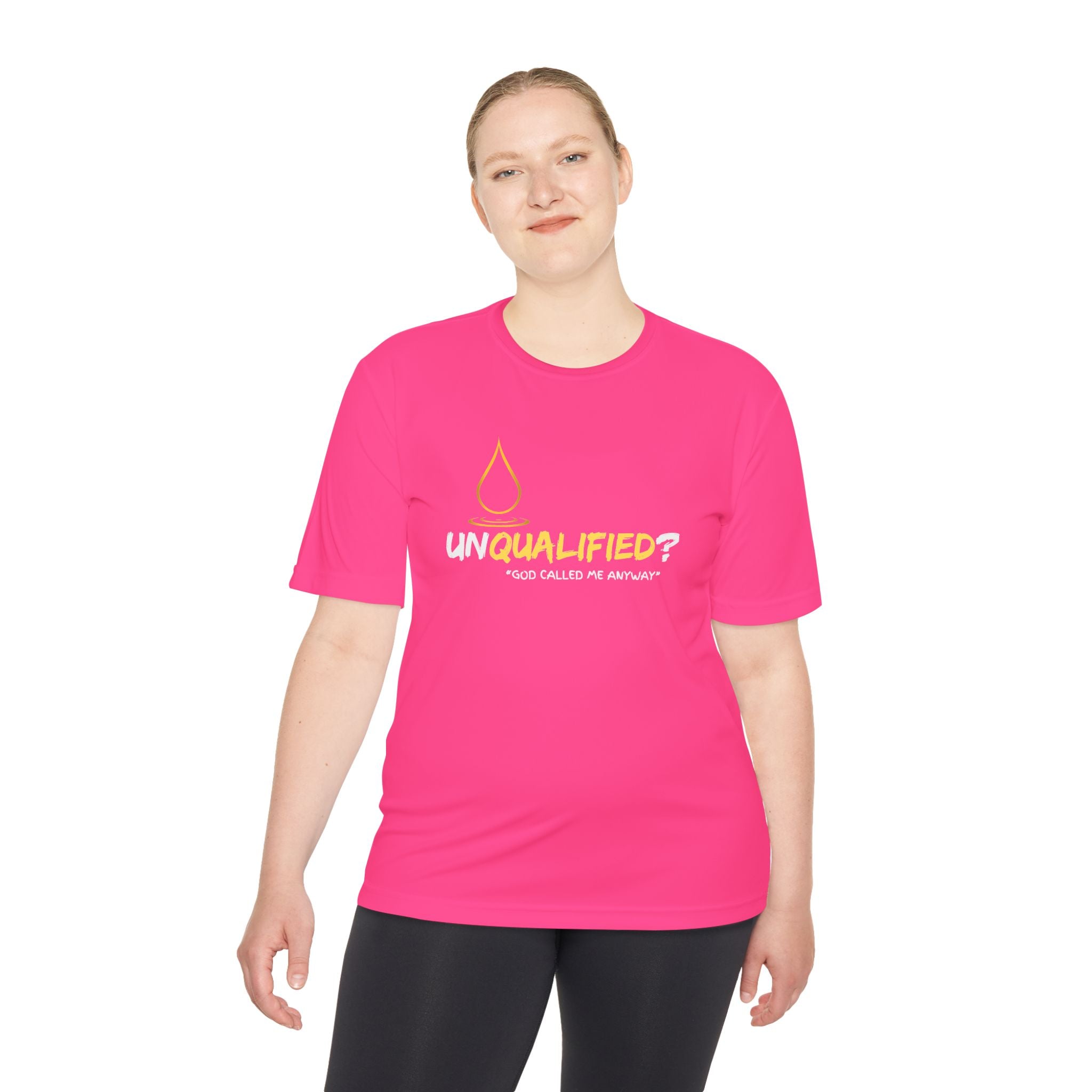 Collection of Unisex Moisture Wicking Tee - 'UNQUALIFIED?' Performance Shirt for Athletes in a gallery layout
