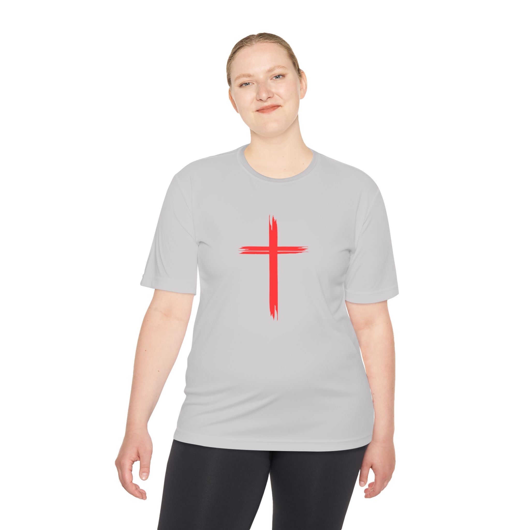 Collection of Unisex Moisture Wicking Tee - Cross and Heart 316 Design in a gallery layout