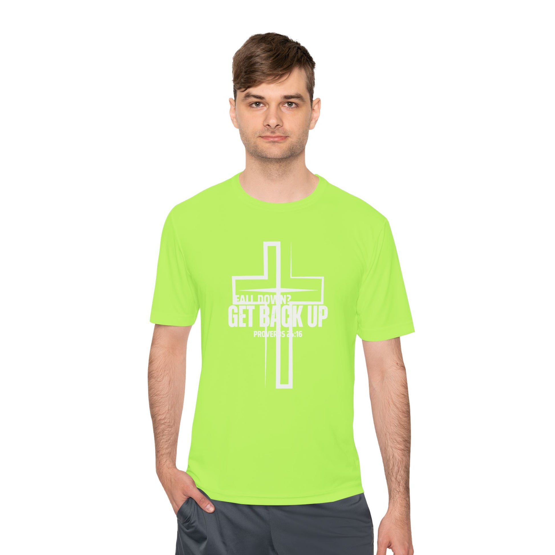 Unisex Moisture Wicking Tee - 'Get Back Up' Inspirational Christian Shirt