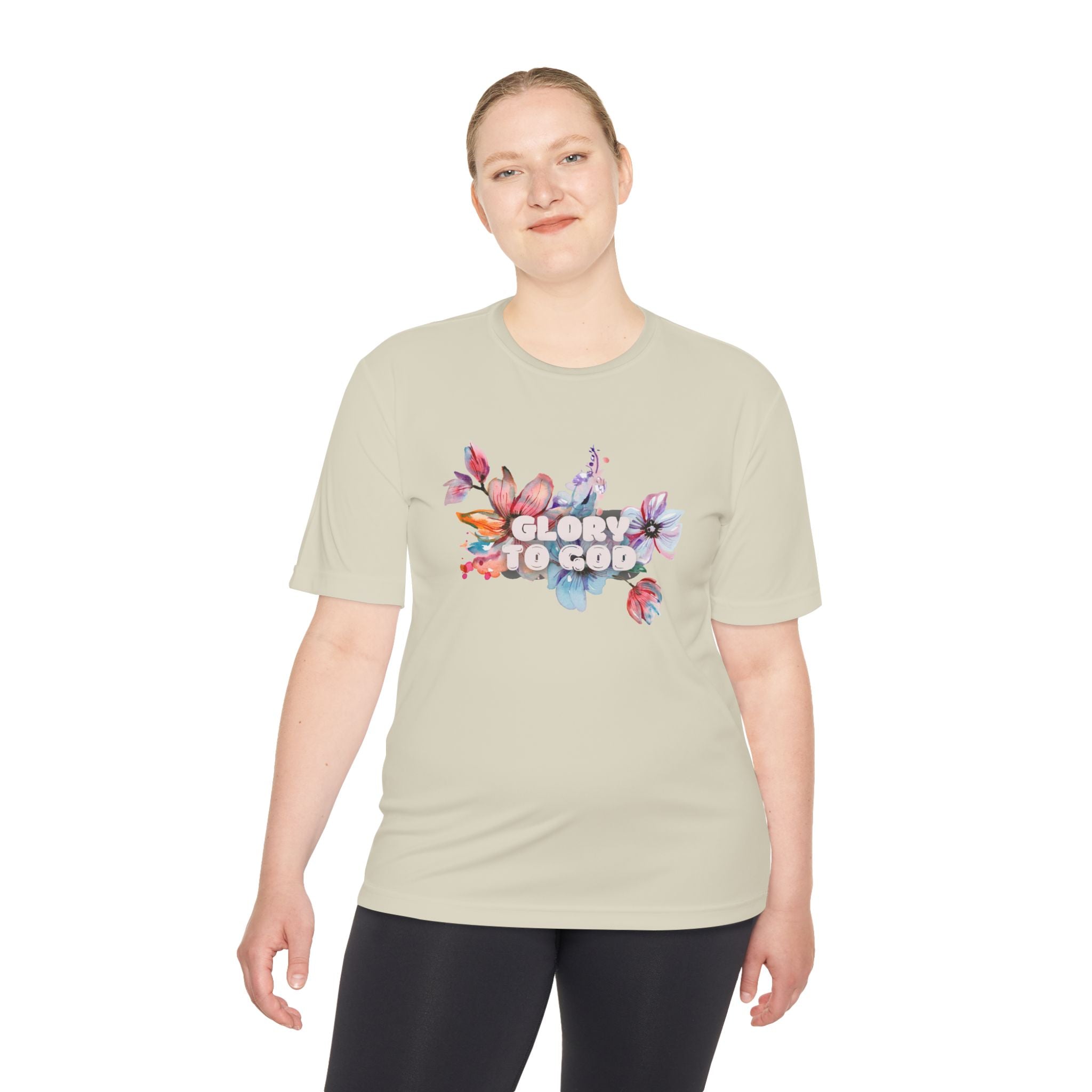 Collection of Women's Moisture Wicking Tee - 'Glory to God' Floral Design in a gallery layout