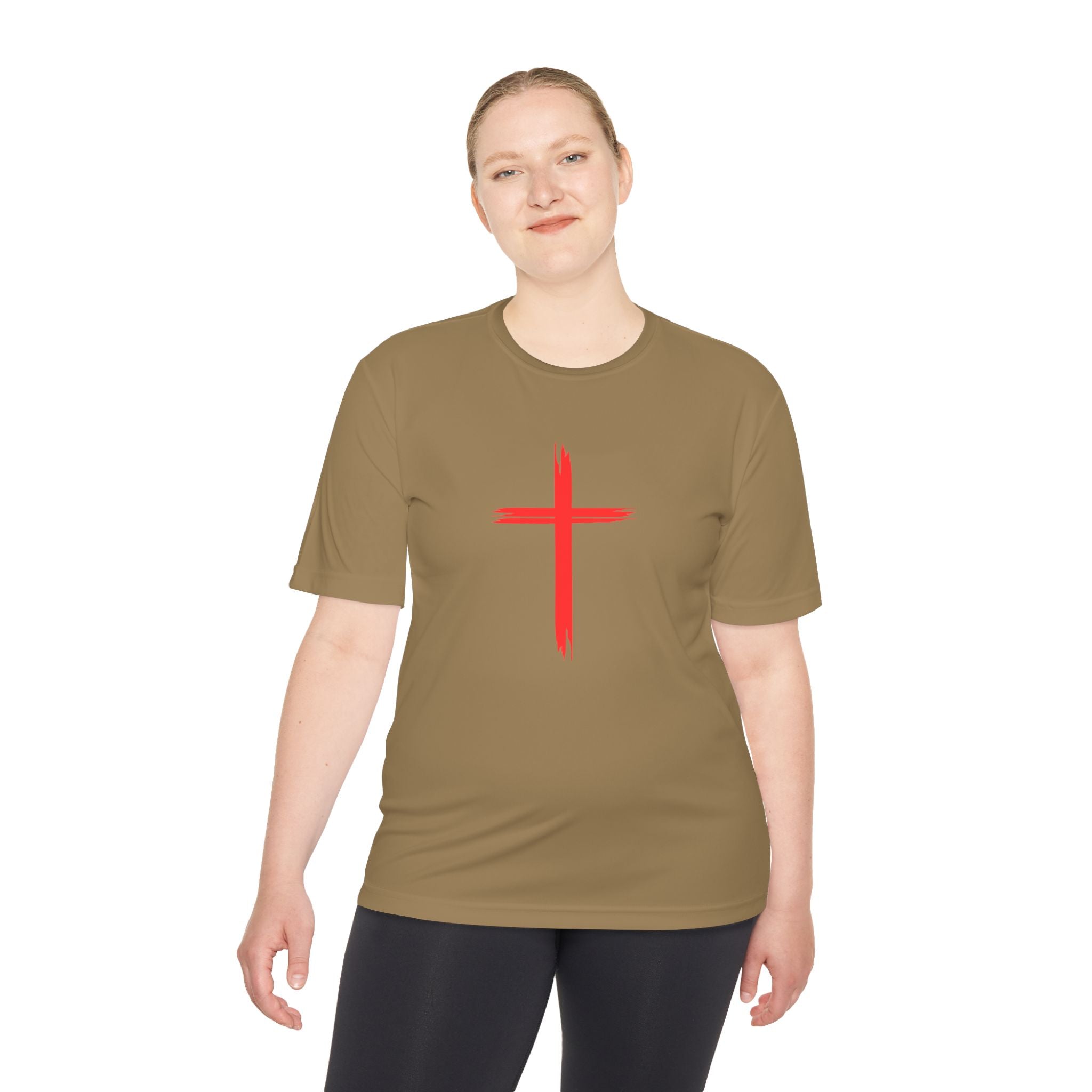 Collection of Unisex Moisture Wicking Tee - Cross and Heart 316 Design in a gallery layout