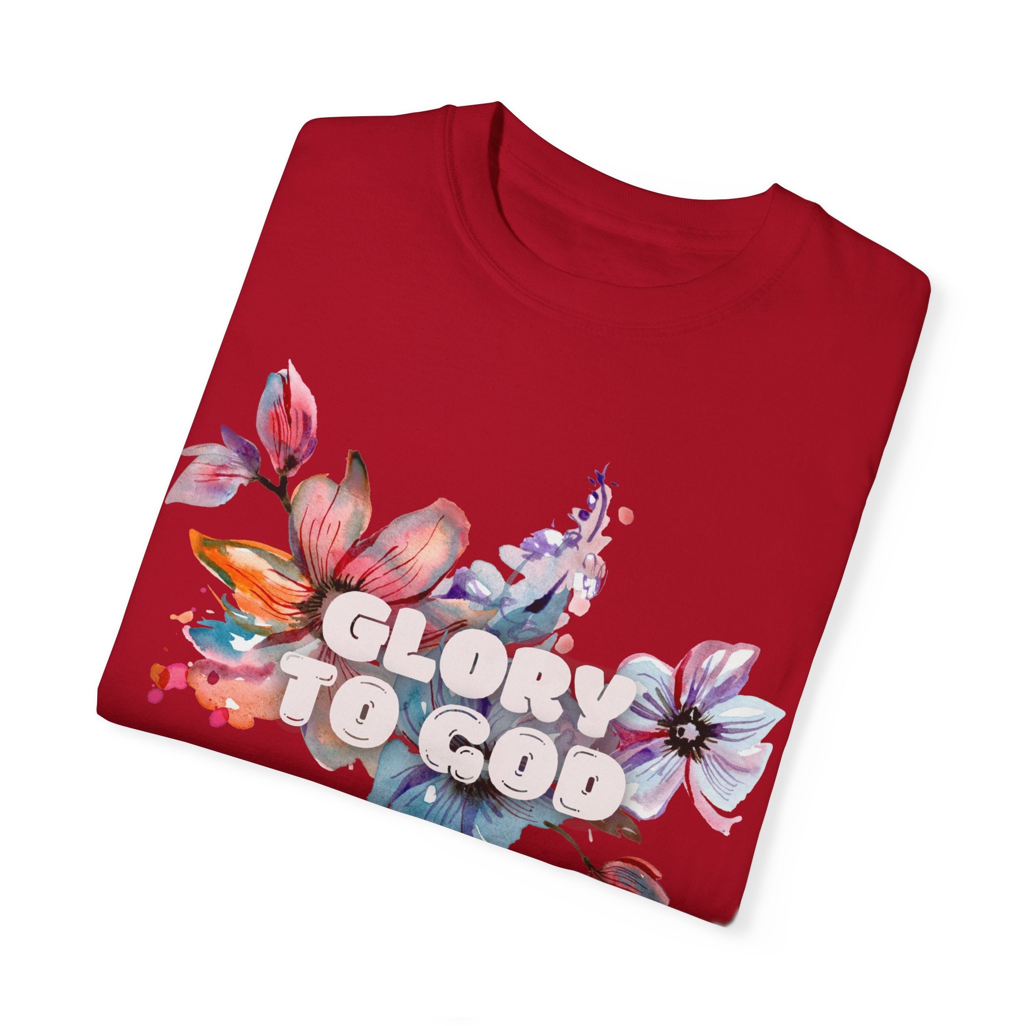 Collection of Glory to God Floral T-Shirt - Unisex Garment-Dyed Tee in a gallery layout