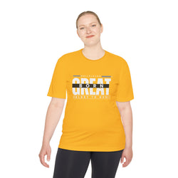 Collection of Inspirational Unisex Moisture Wicking Tee - 'Born Great' Design in a gallery layout