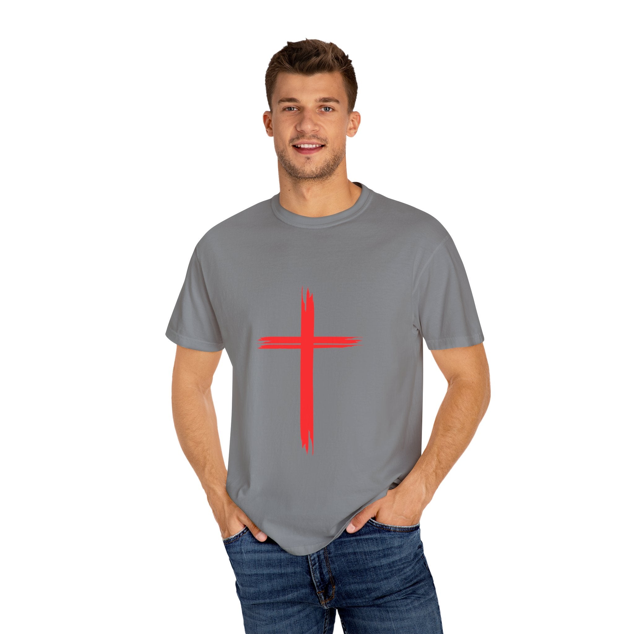 Collection of Faith & Love Graphic T-Shirt - Unisex Garment-Dyed with Cross and 316 Heart Design in a gallery layout