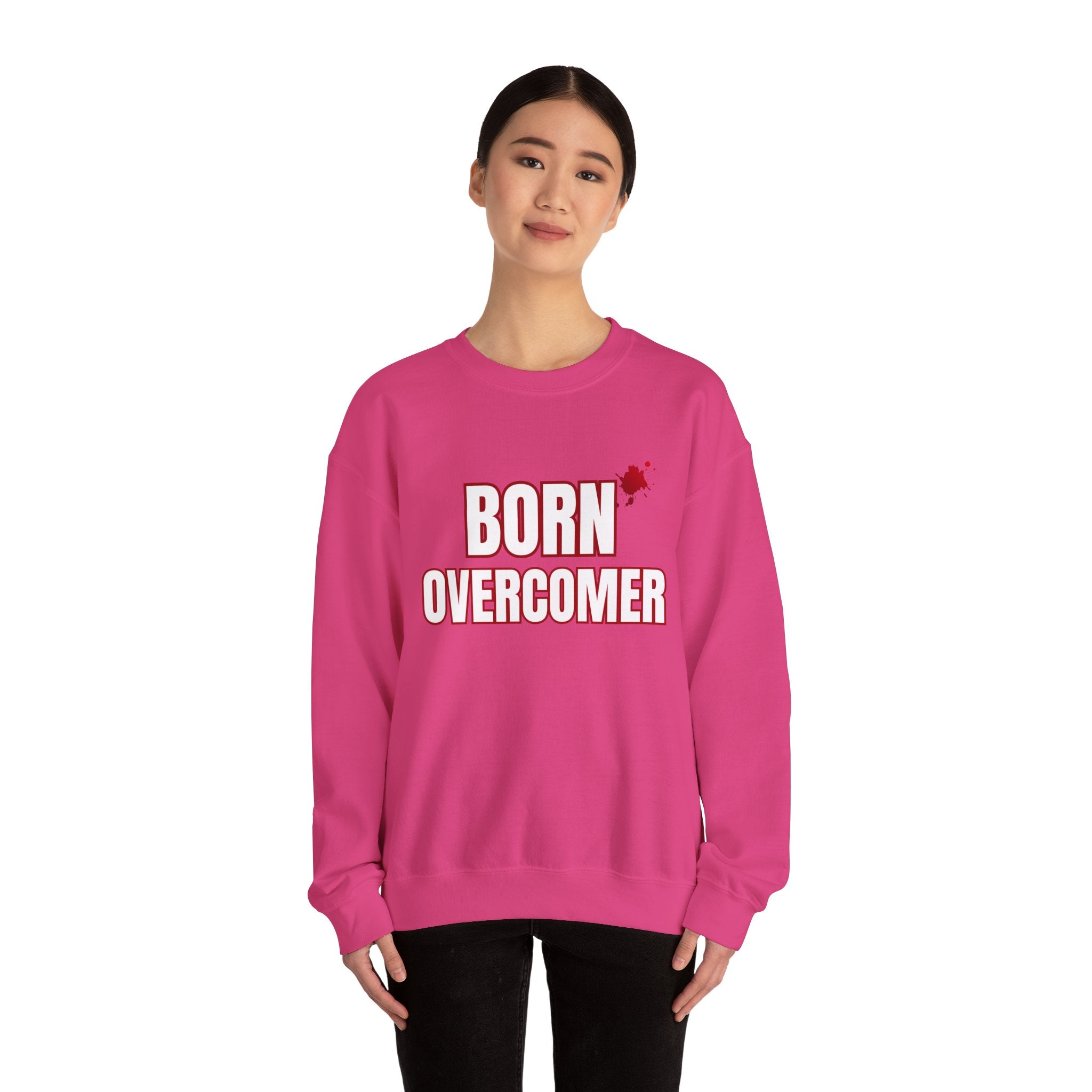 Collection of Born Overcomer Unisex Heavy Crewneck Sweatshirt - Motivational Casual Wear in a gallery layout