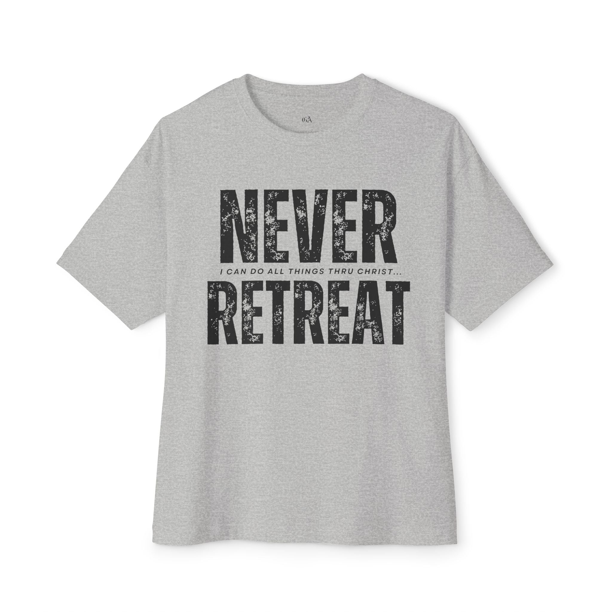 Collection of Motivational Oversized Tee - Never Retreat, Comfort Shirt, Casual Wear, Inspirational Gift, Unisex T-Shirt, Relaxed Fit in a gallery layout