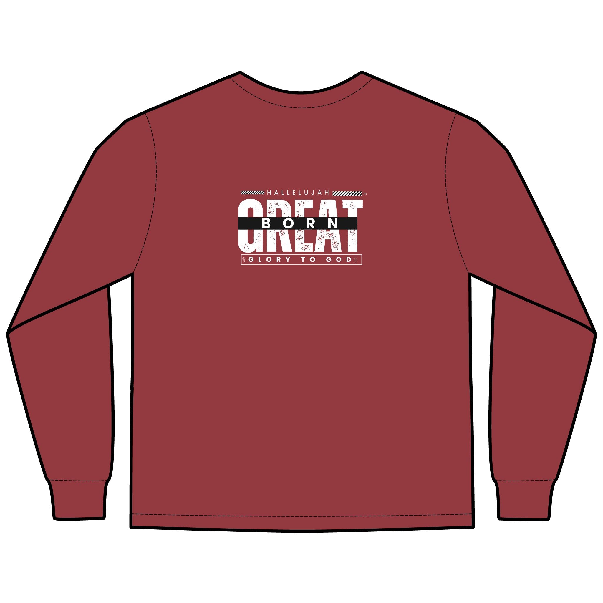 Collection of Glory Gear-Unisex Long Sleeve T-Shirt - Hallelujah Born Great - ComfortWash® in a gallery layout