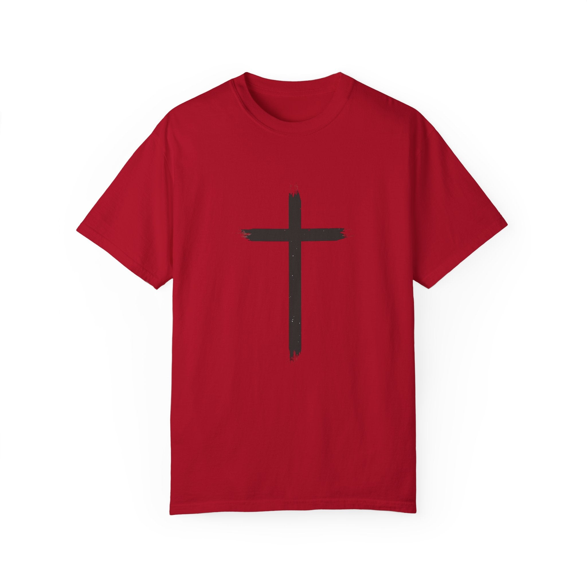Collection of Unisex Garment-Dyed T-Shirt with Cross Design - Faith-Inspired Apparel in a gallery layout