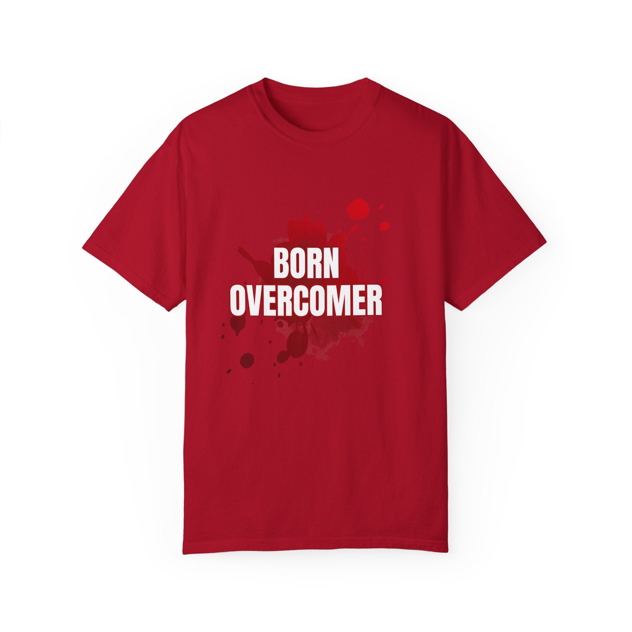 Collection of Born Overcomer Unisex Garment-Dyed T-shirt - Inspirational Tee for Motivated Individuals in a gallery layout