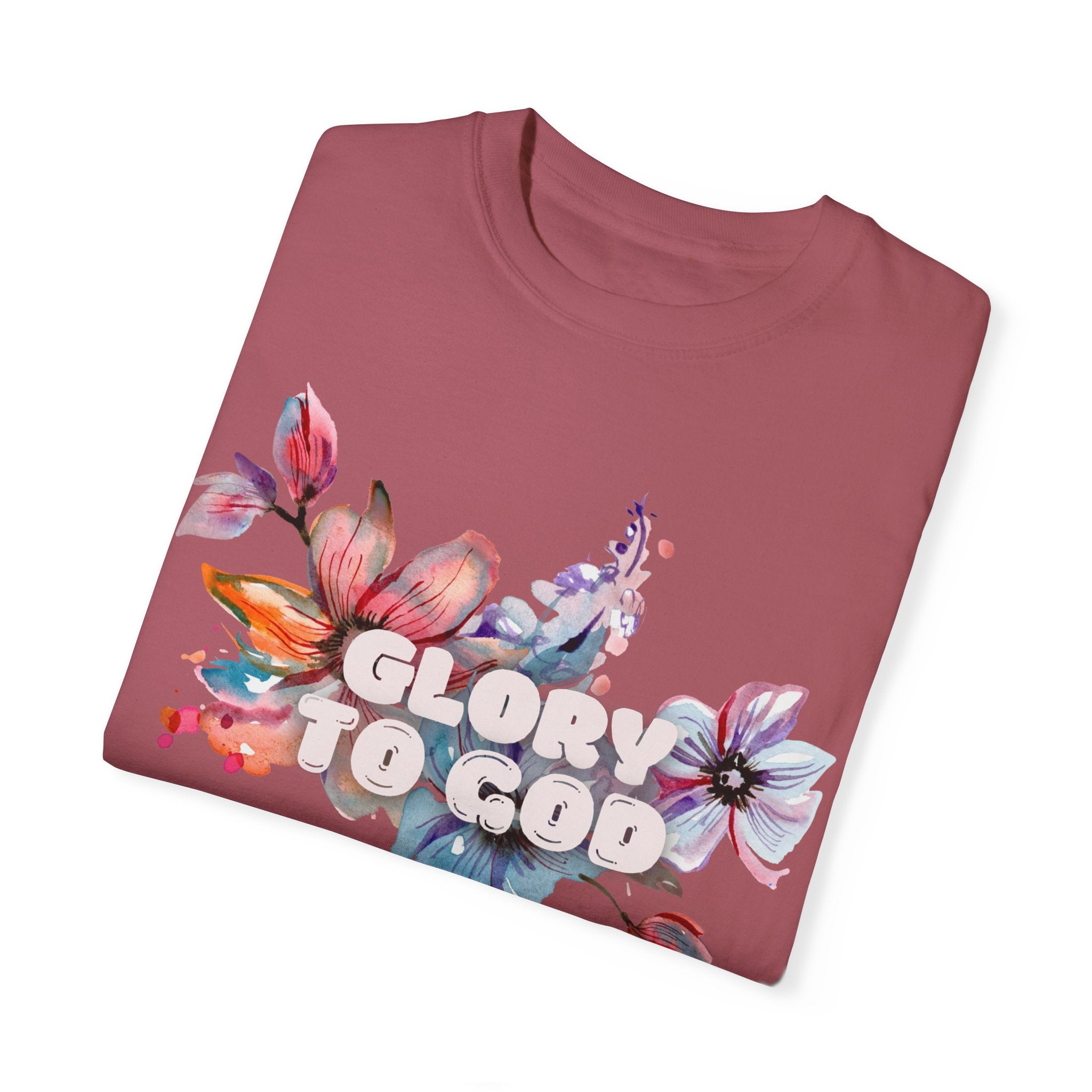 Collection of Glory to God Floral T-Shirt - Unisex Garment-Dyed Tee in a gallery layout