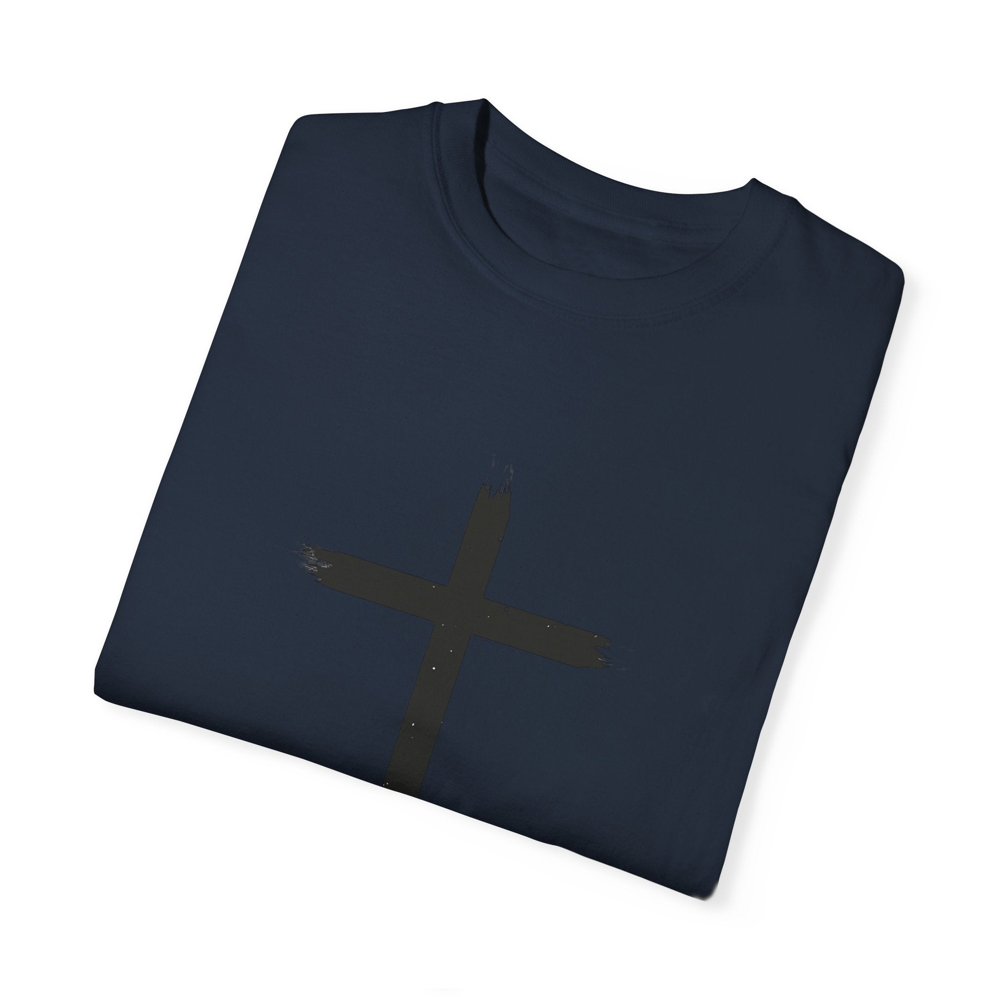 Collection of Unisex Garment-Dyed T-Shirt with Cross Design - Faith-Inspired Apparel in a gallery layout