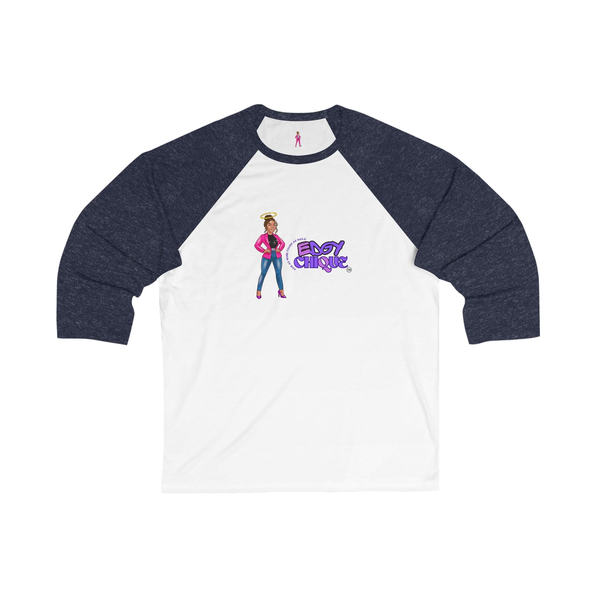 Edgy Chic 3/4 Sleeve Baseball Tee - Fashionable Chic Design for Casual Outings