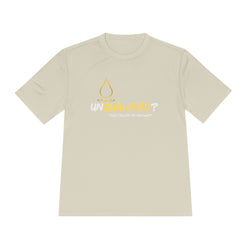 Collection of Unisex Moisture Wicking Tee - 'UNQUALIFIED?' Performance Shirt for Athletes in a gallery layout
