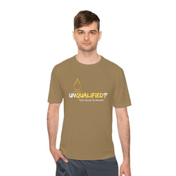 Collection of Unisex Moisture Wicking Tee - 'UNQUALIFIED?' Performance Shirt for Athletes in a gallery layout