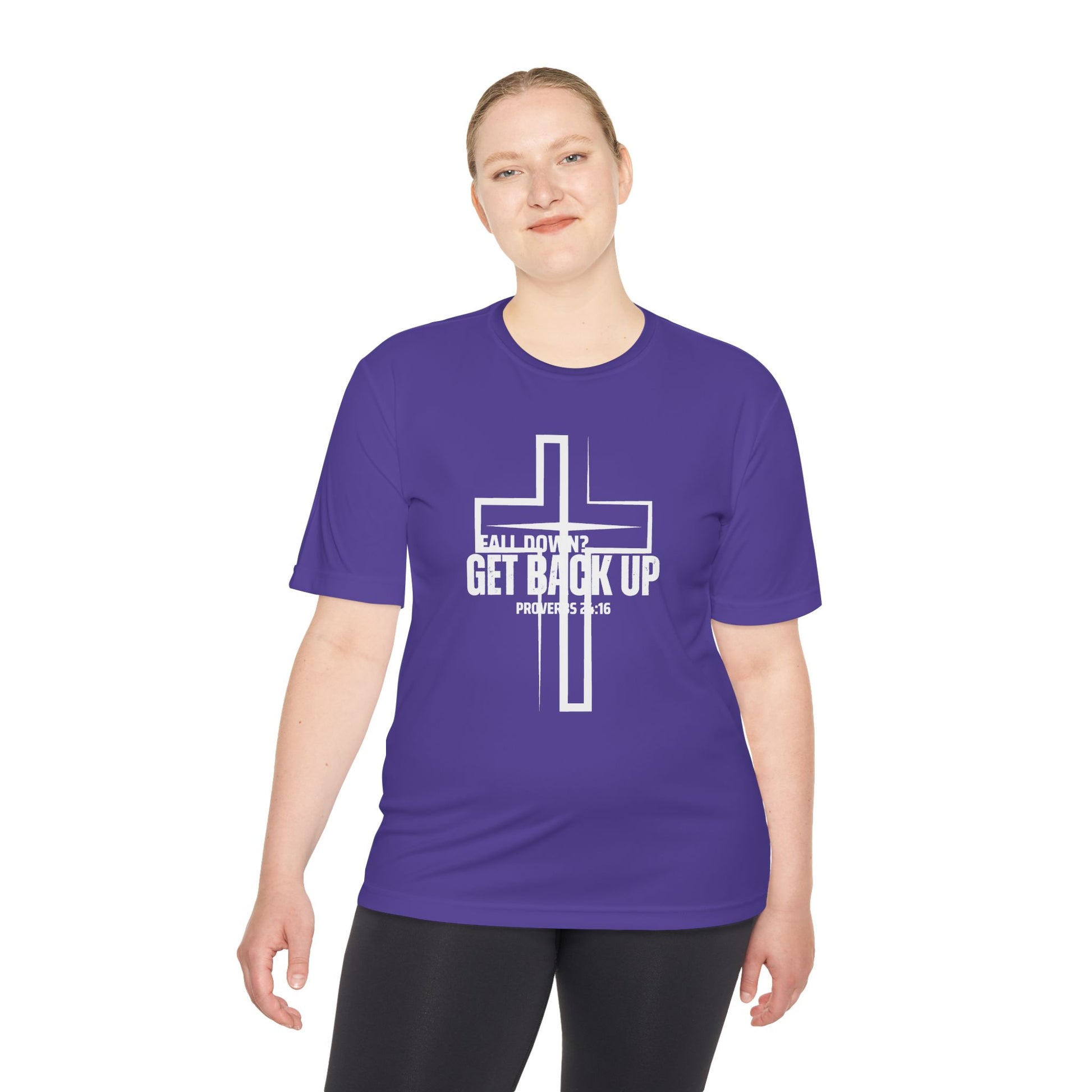 Unisex Moisture Wicking Tee - 'Get Back Up' Inspirational Christian Shirt